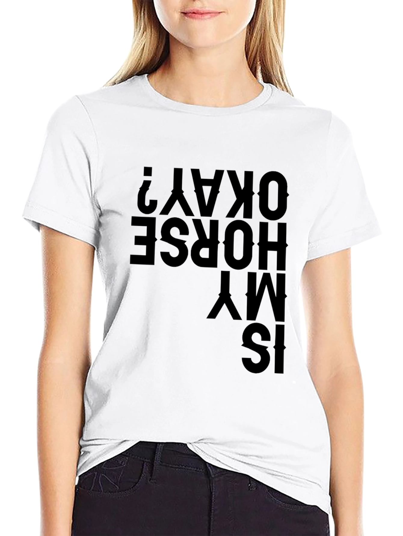 Black Is My Horse Okay? Black Graphic T-Shirt view 9