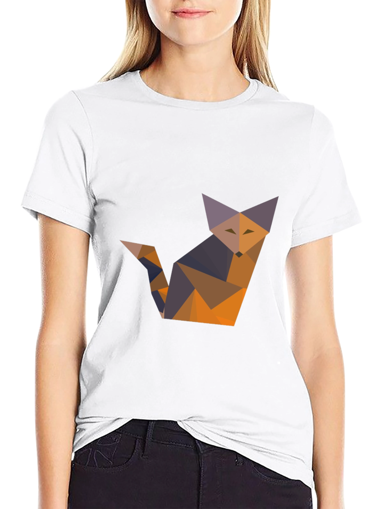 Black Geometric Fox T-Shirt - Modern Graphic Tee view 9