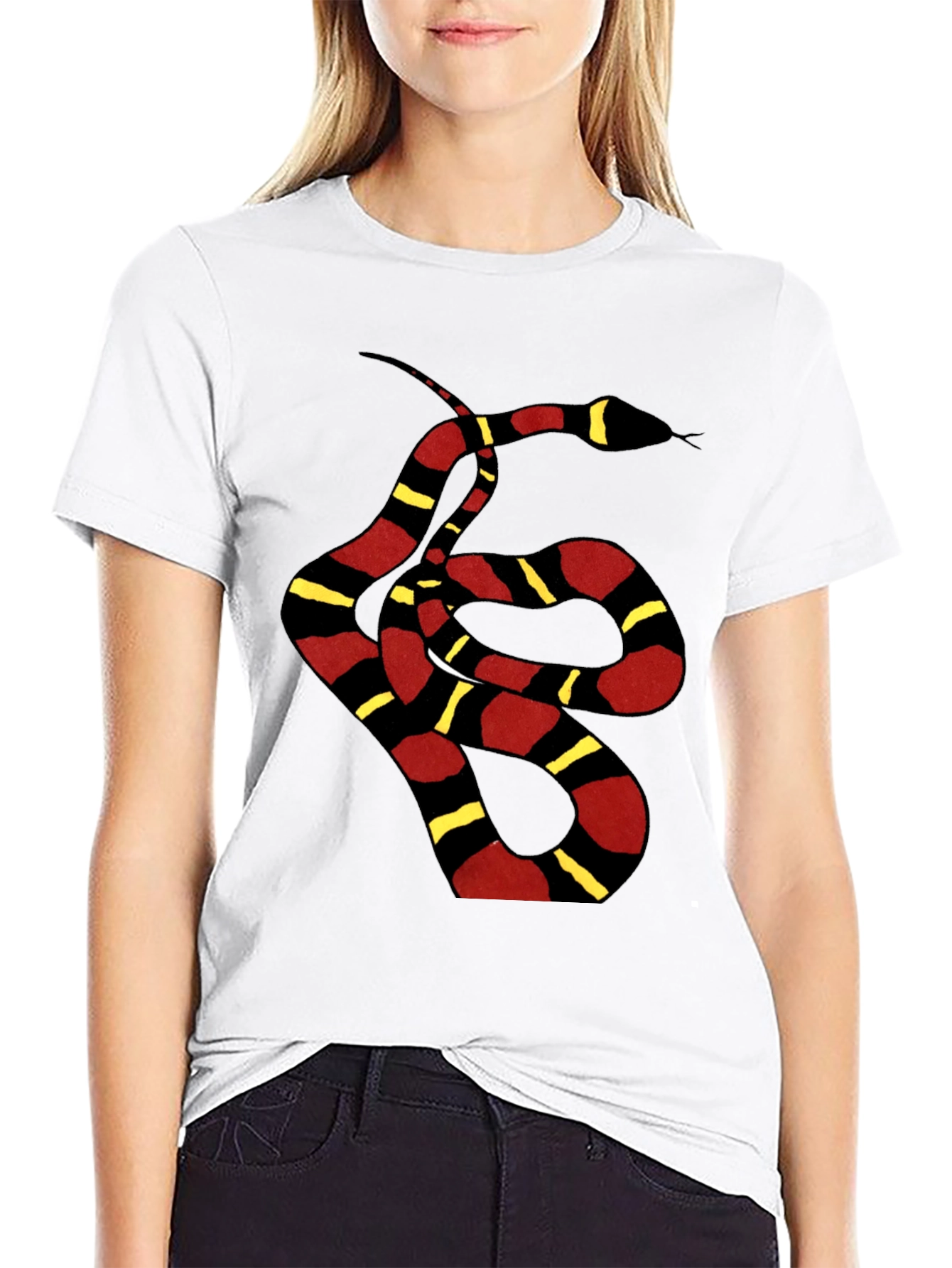 Black Striped Snake Graphic Tee - Black Unisex T-Shirt view 9