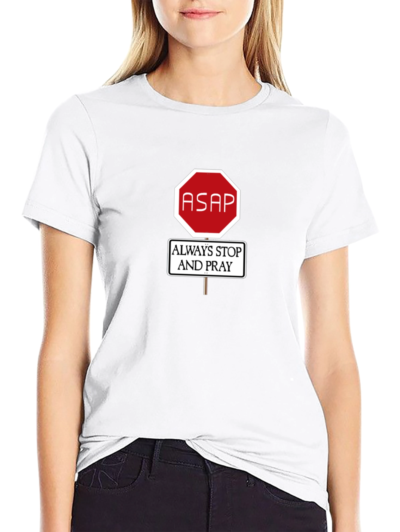 Black ASAP Always Stop & Pray Graphic Tee view 9