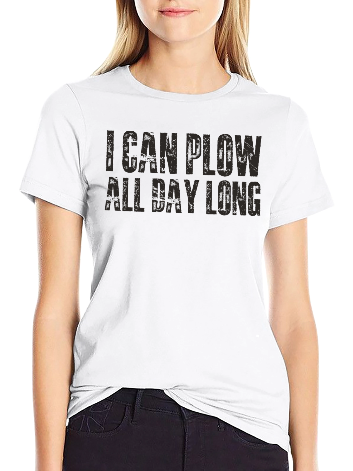 Black I Can Plow All Day Long Funny Graphic Tee view 9