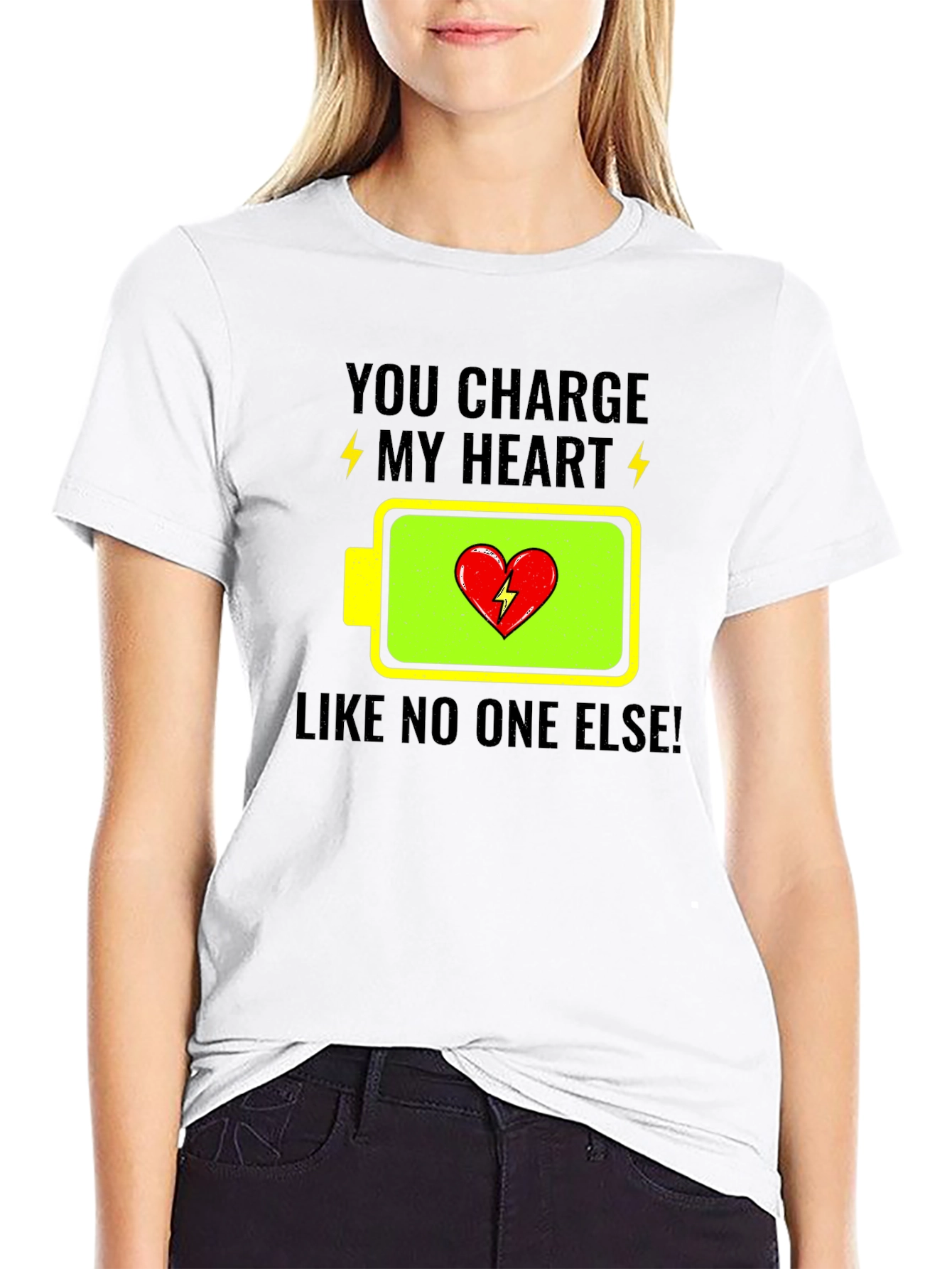Black You Charge My Heart Graphic Tee - Black T-Shirt view 9