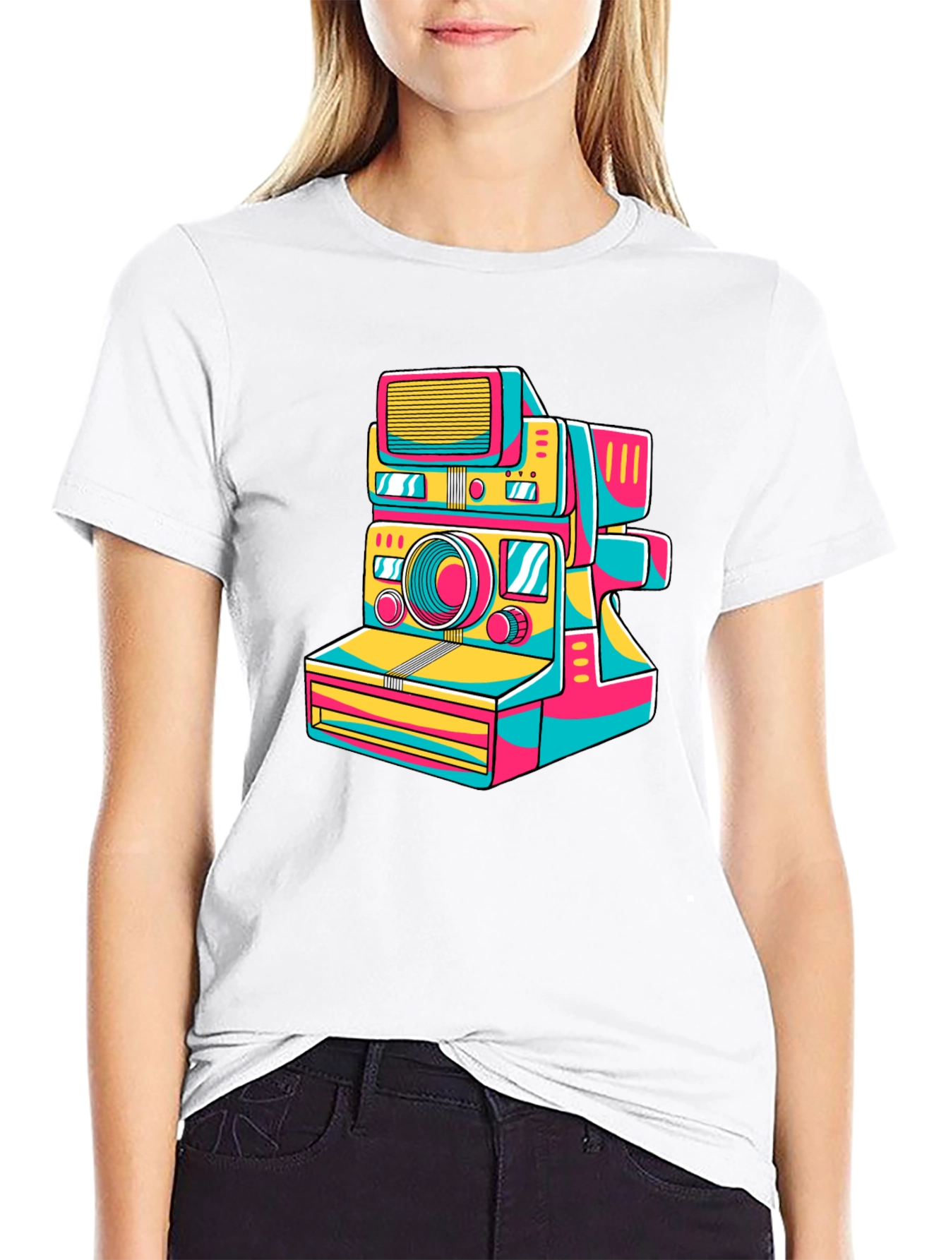 Black Retro Camera Graphic Tee - Stylish Black T-Shirt view 9