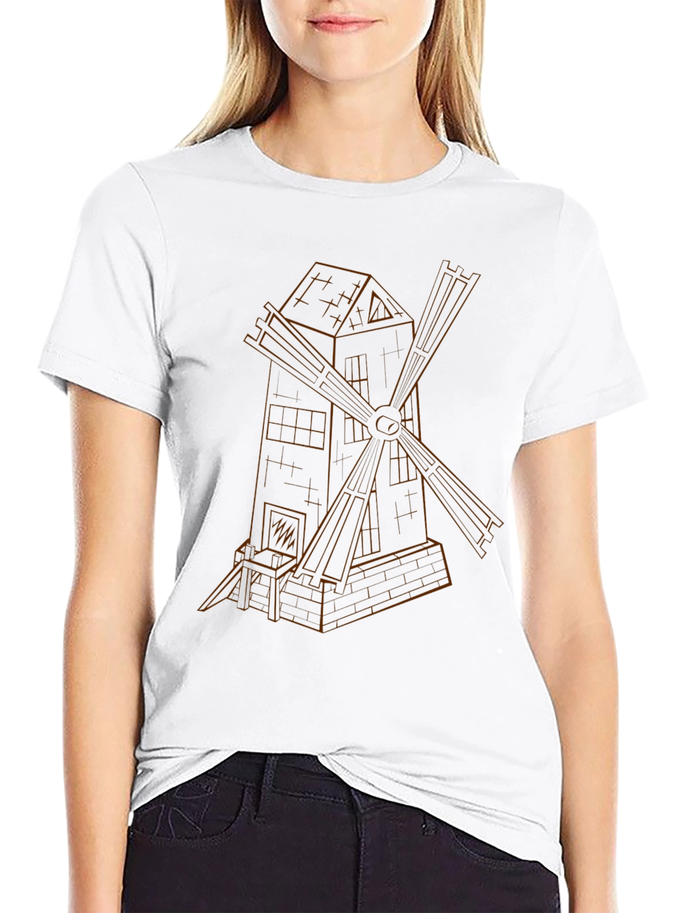 Black Windmill Graphic Black T-Shirt view 9