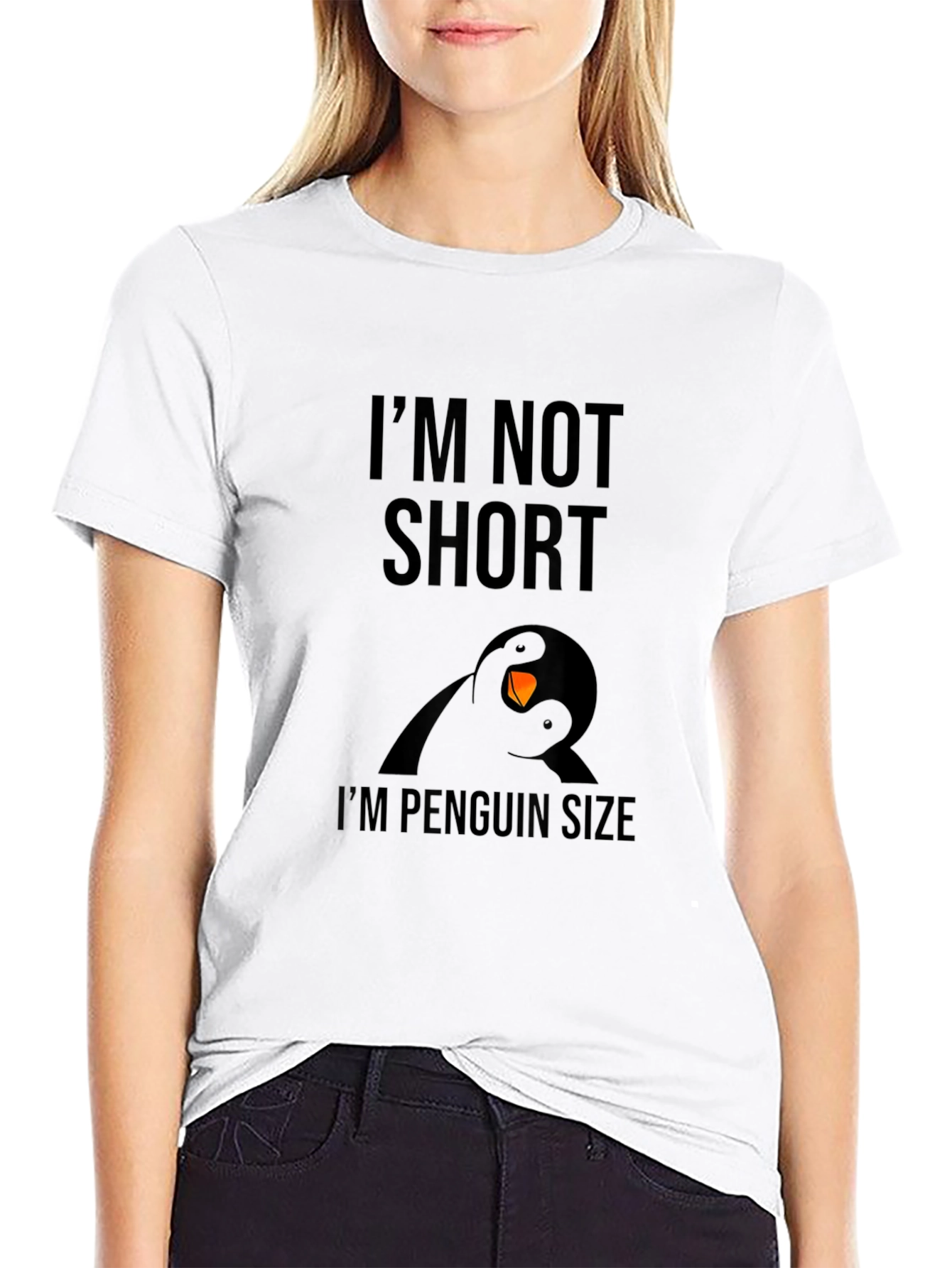 Black I'm Not Short I'm Penguin Size Black T-Shirt view 9