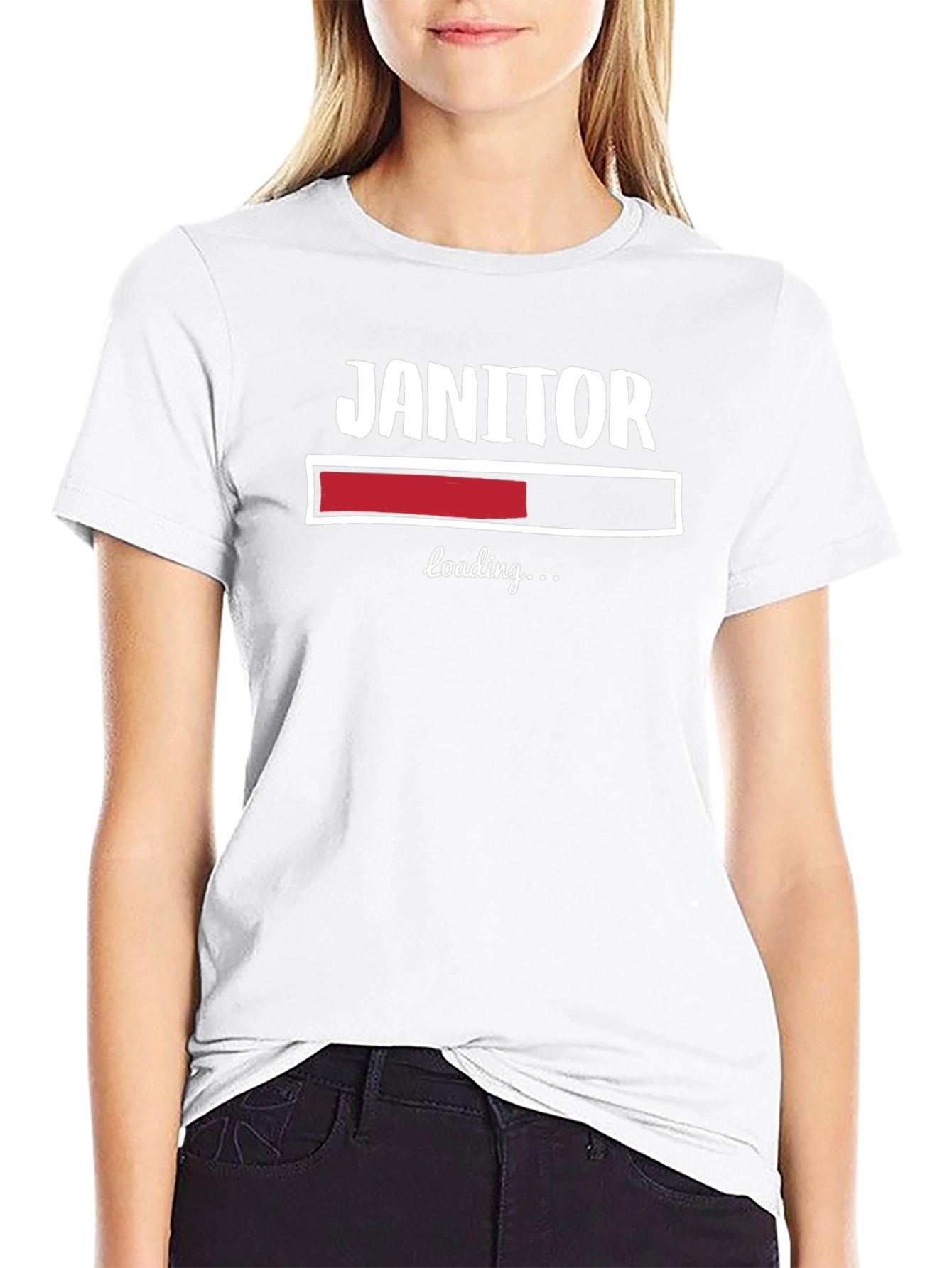 Black Janitor Loading T-Shirt - Funny Cleaning Crew Apparel view 9