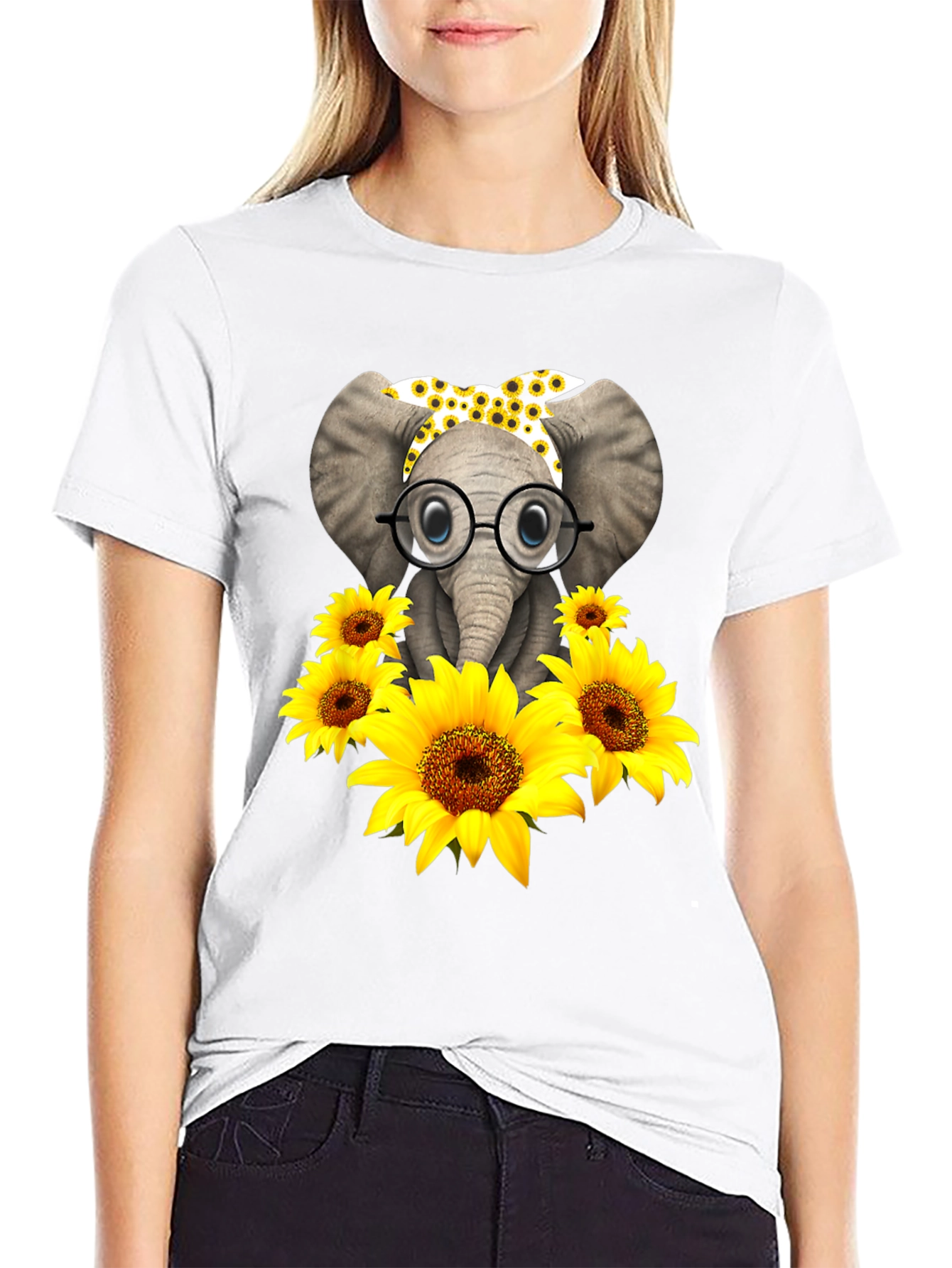 Black Elephant Sunflower Graphic Tee view 9