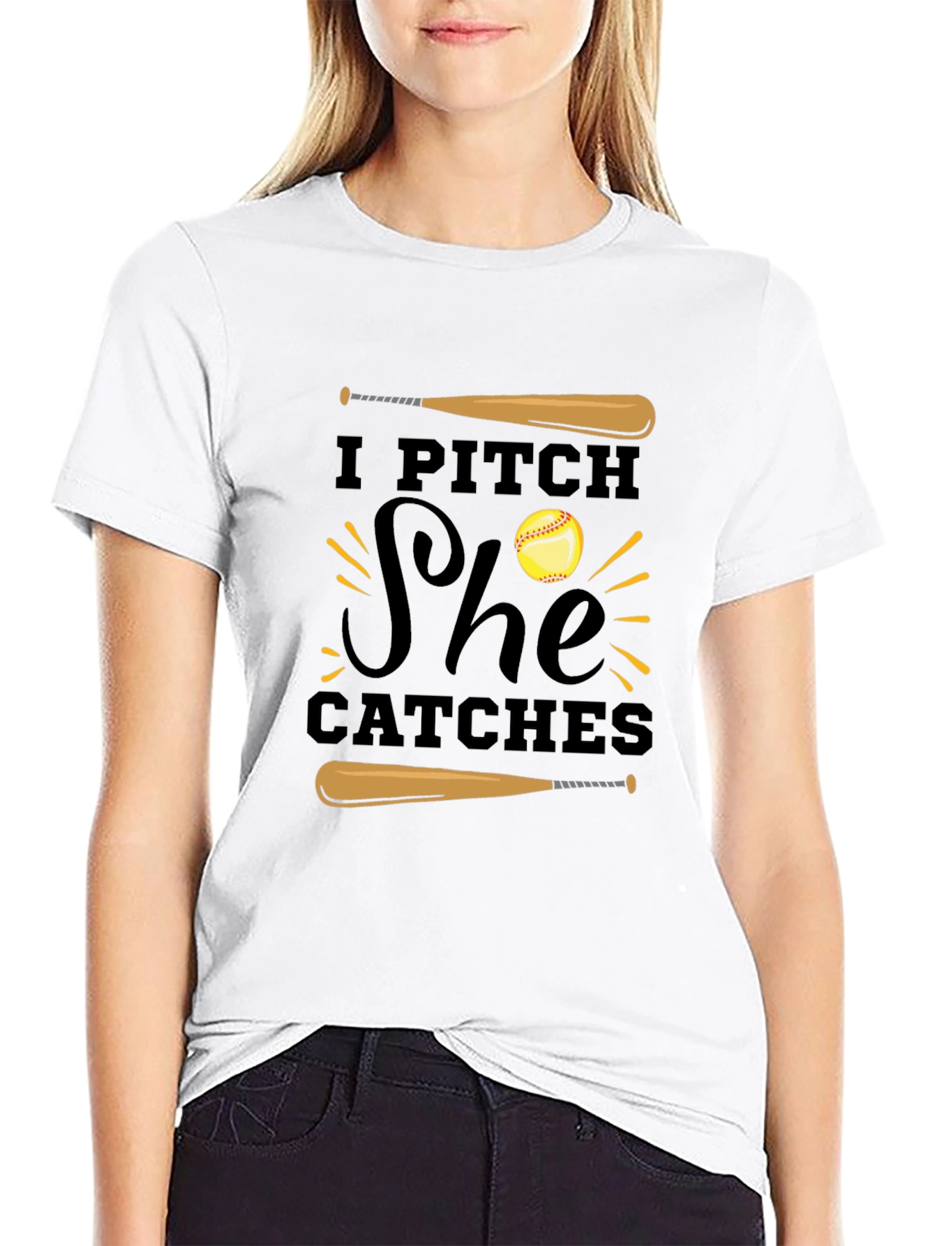 I Pitch She Catches Graphic T-Shirt - 9