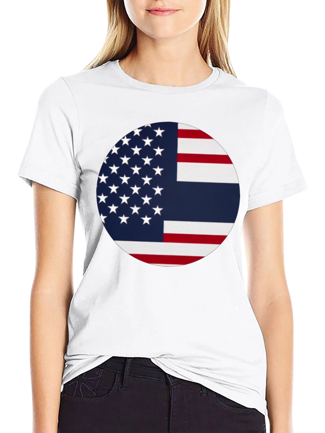 Black USA & Thailand Flag Graphic Tee - Stylish Fusion T-Shirt view 9