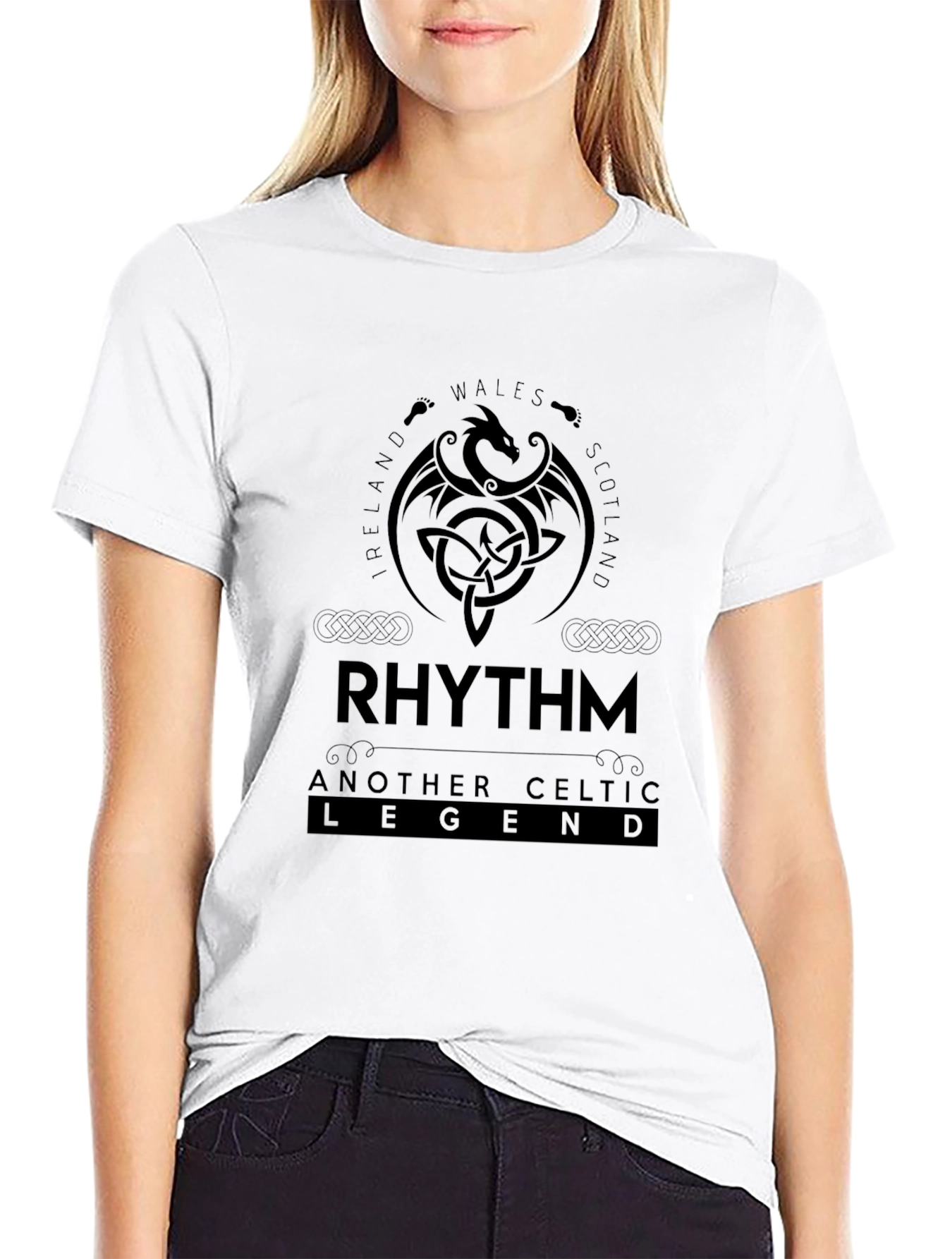 Black Celtic Legend Rhythm Black T-Shirt view 9