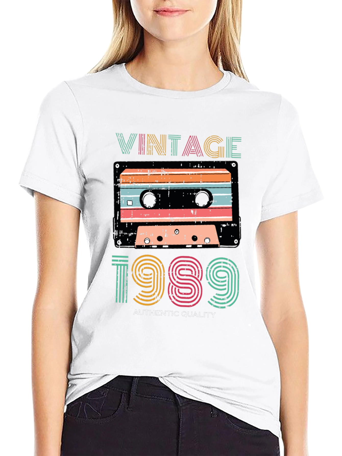 Black Vintage 1989 Cassette Tape Graphic T-Shirt view 9