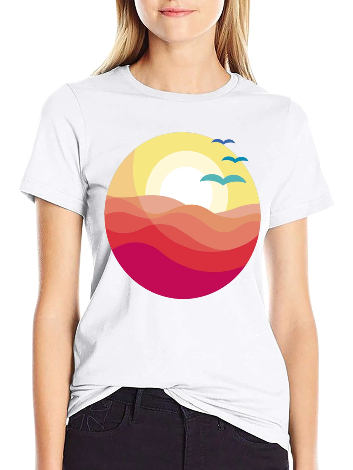 Black Sunset Waves Graphic Tee - Stylish Comfort view 9