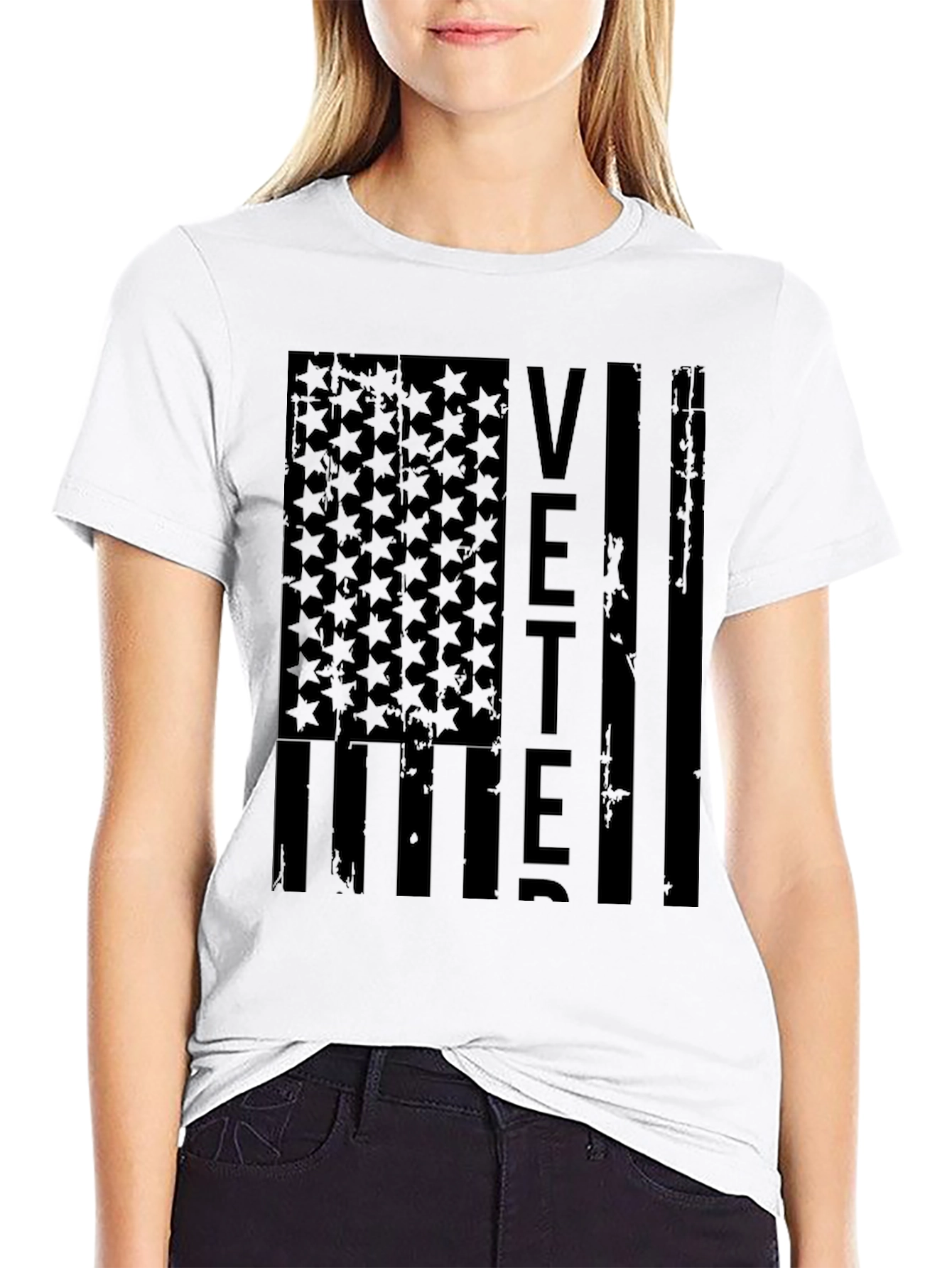 Black VETERAN American Flag Graphic T-Shirt view 9