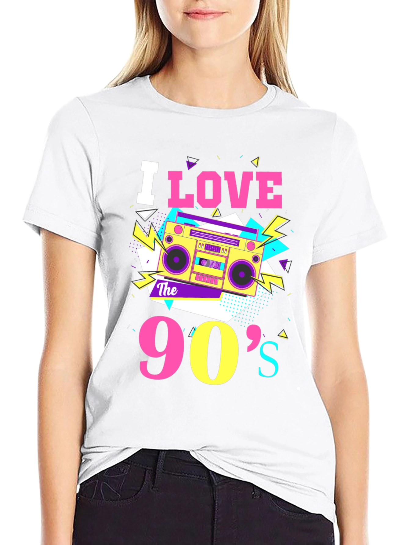 Black I Love the 90s Boombox Graphic Tee - Retro Style view 9