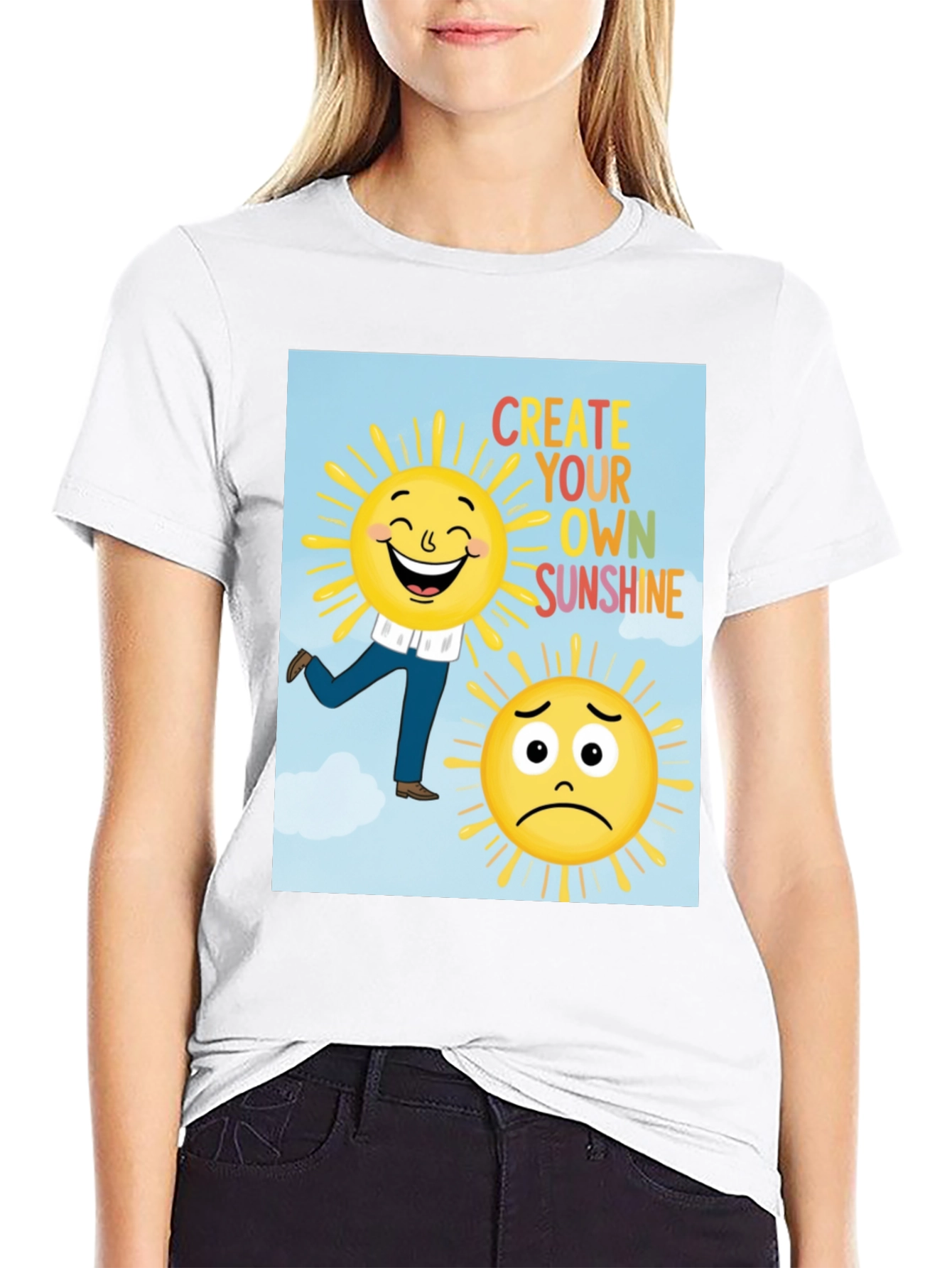 Black Cheerful Graphic T-Shirt: Create Your Own Sunshine Tee view 9