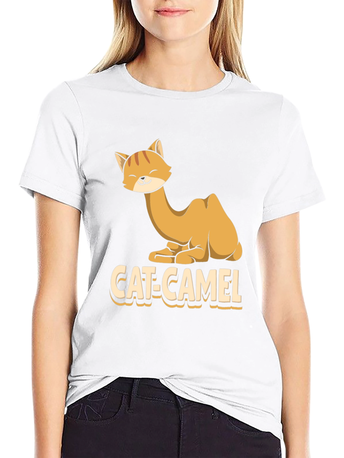 Black Cat-Camel Graphic T-Shirt - Humorous Animal Tee view 9