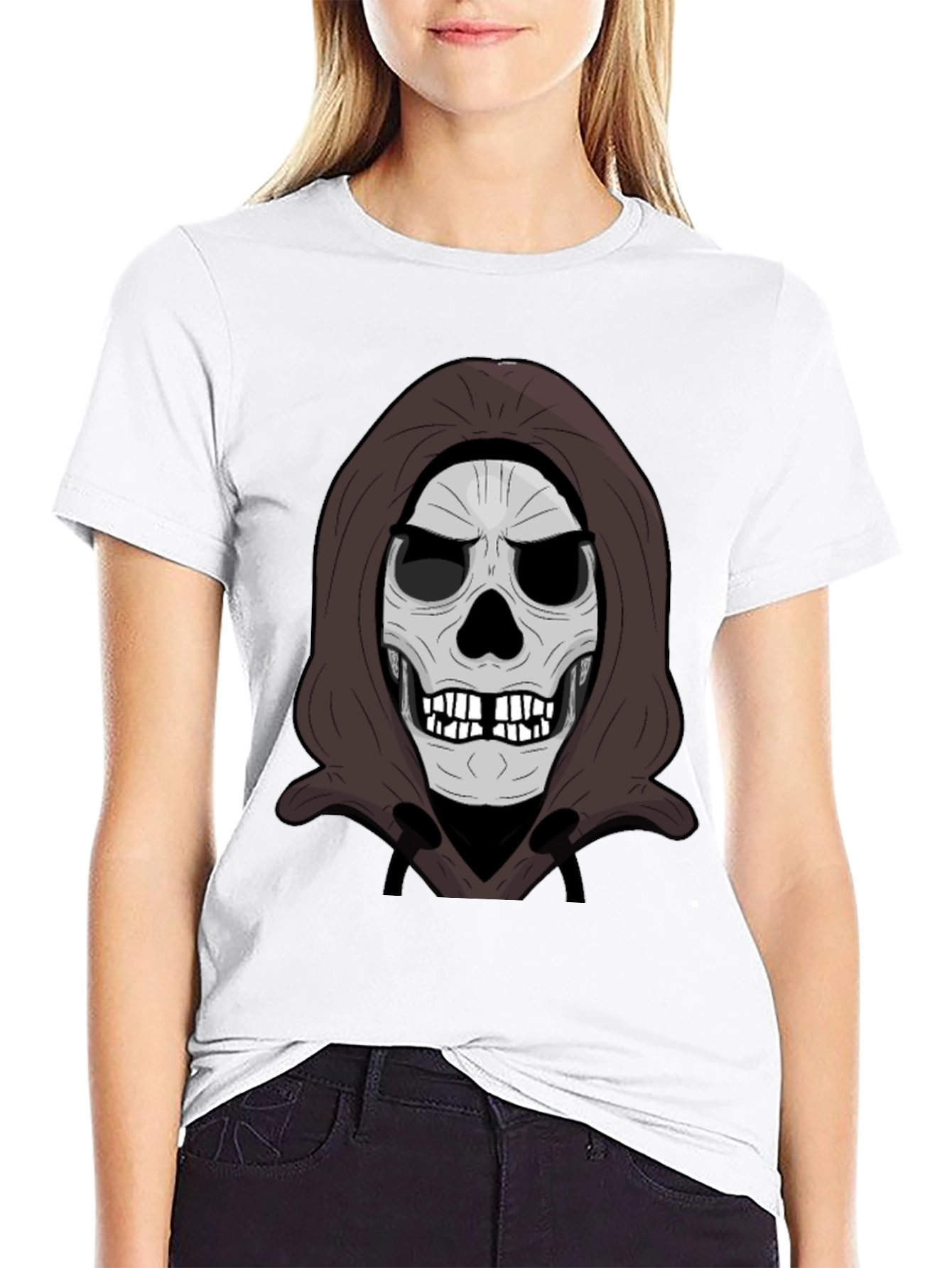 Black Grim Reaper Skull Graphic Black T-Shirt view 9