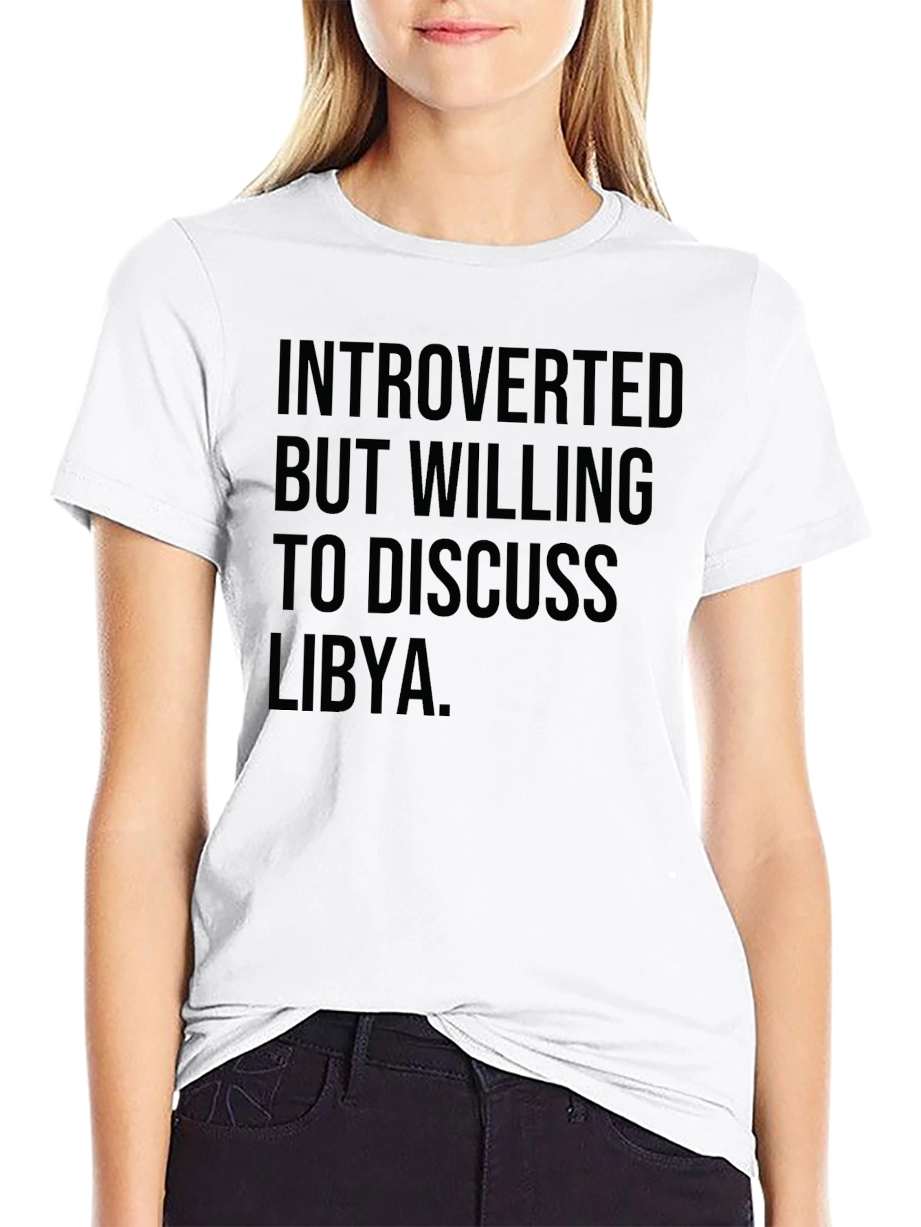 Black Introverted Libya T-Shirt - Black Cotton Tee for Thoughtful Introverts view 9
