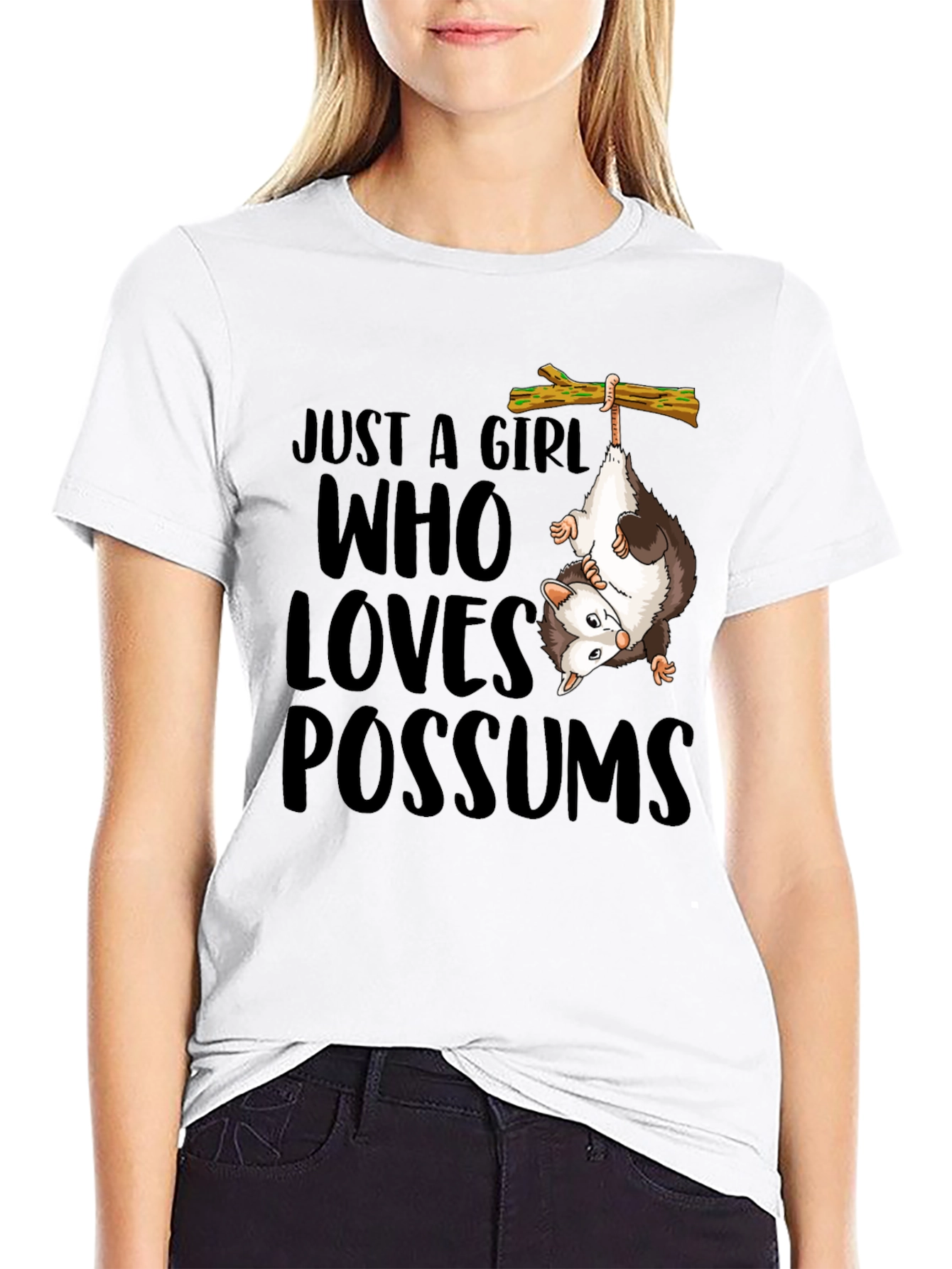 Black Just a Girl Who Loves Possums T-Shirt view 9