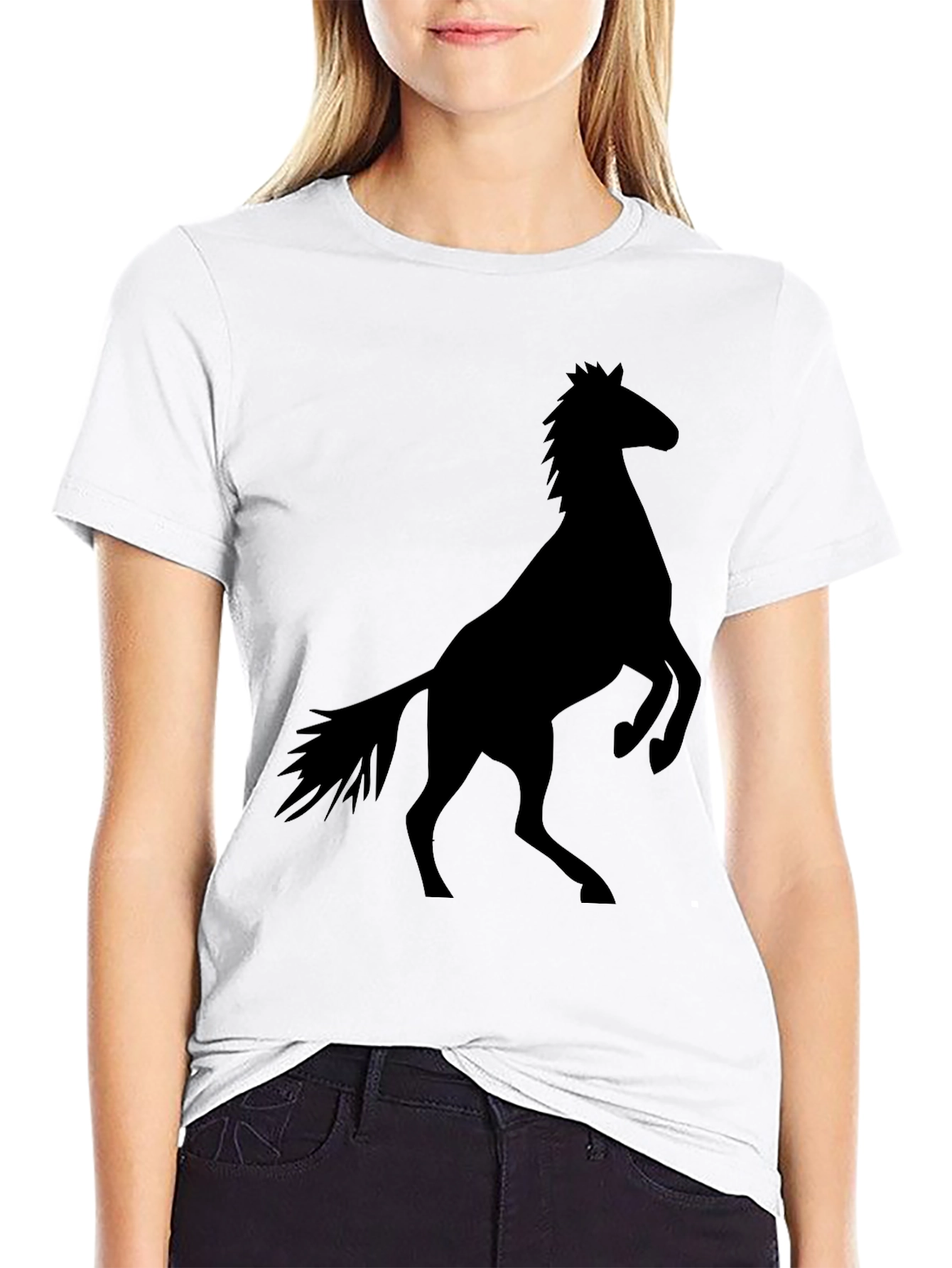 Black Black Horse Silhouette Graphic Tee view 9