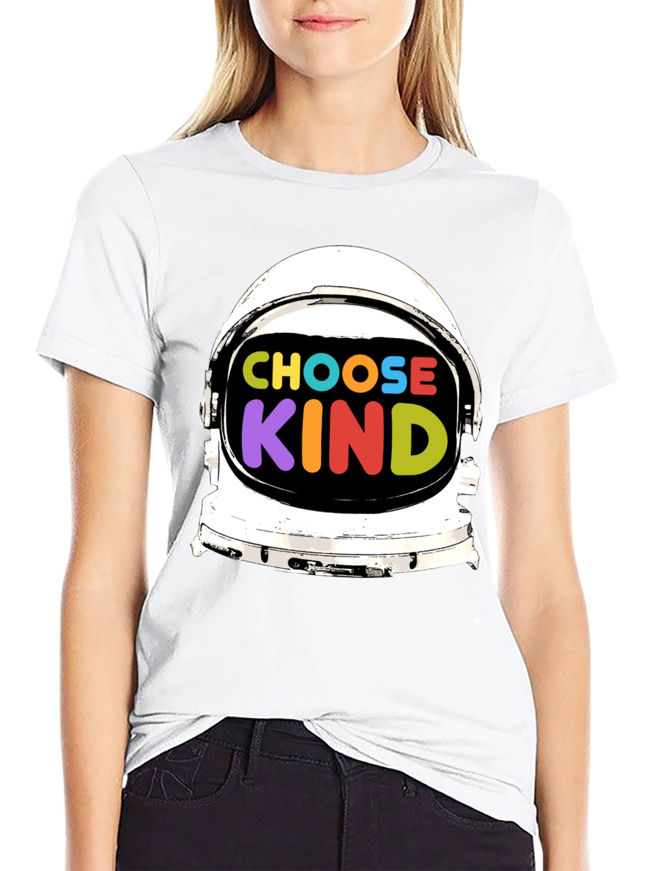 Black Choose Kind T-Shirt, Astronaut Helmet Graphic view 9