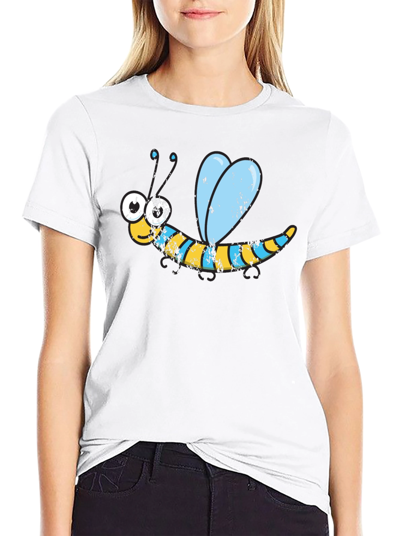 Black Cartoon Bee Graphic Tee - Black view 9