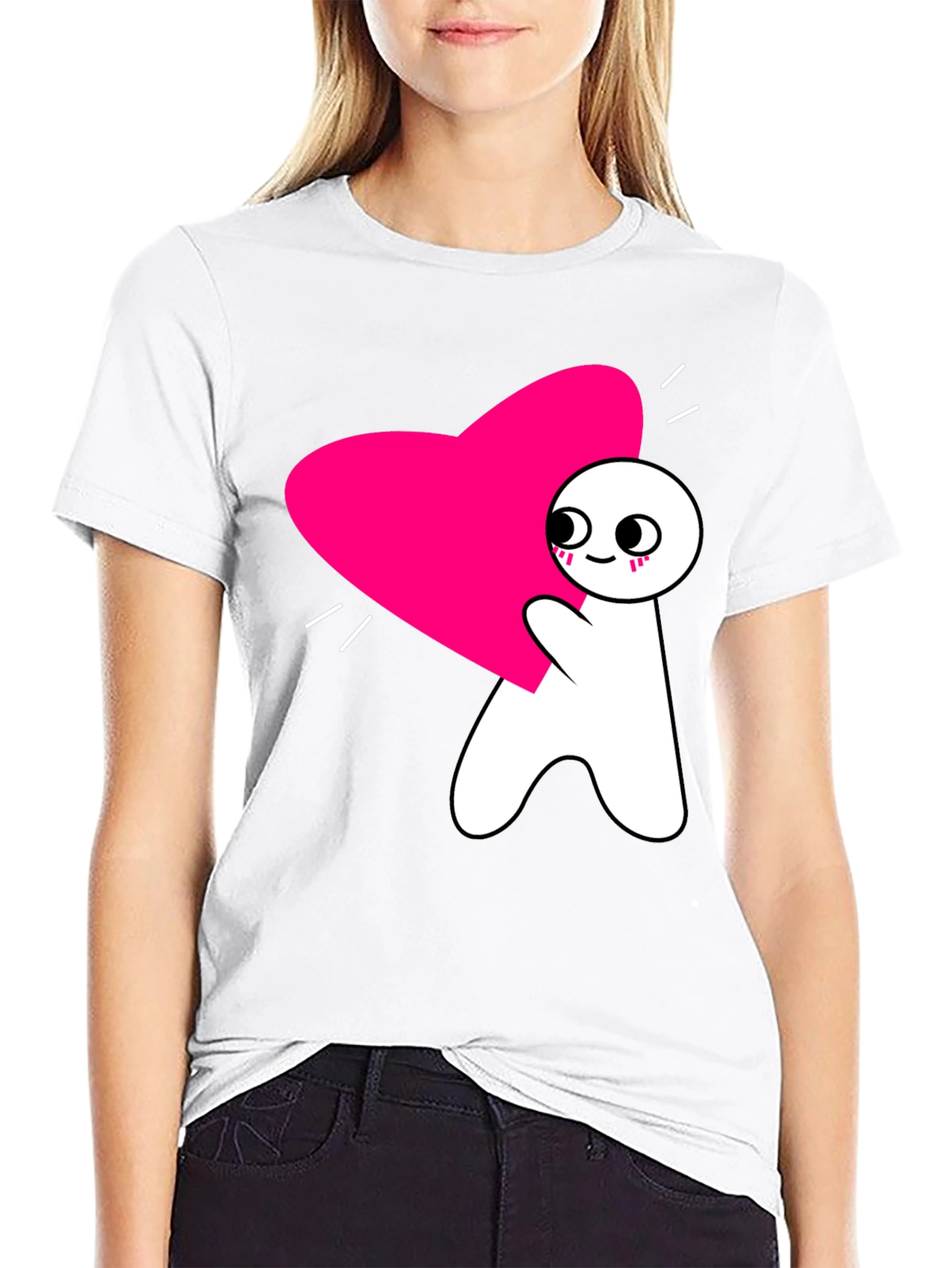 Black Heart Hug T-Shirt - Graphic Tee view 9