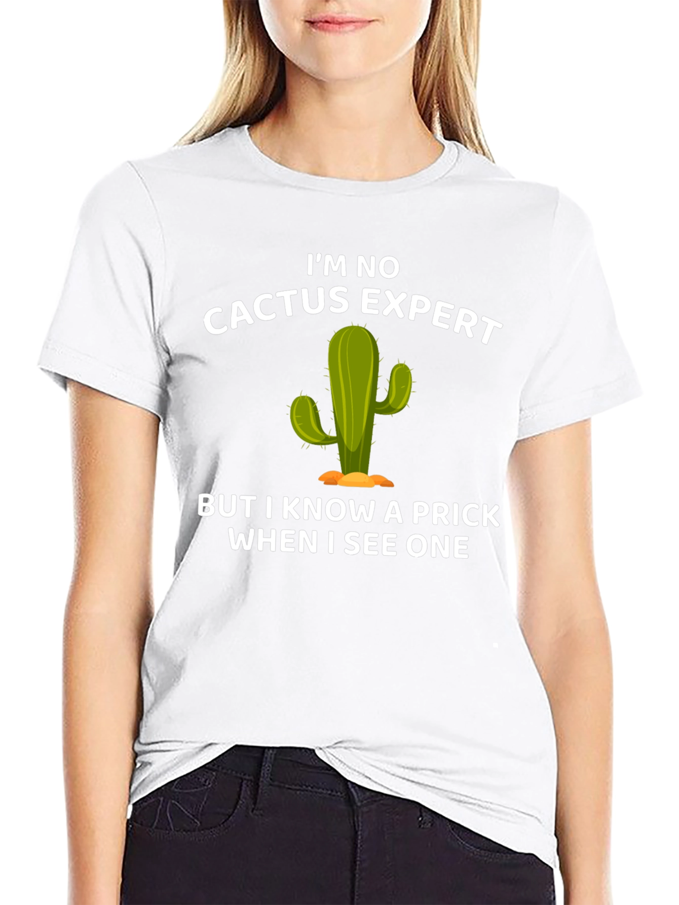 Black Funny Cactus Expert Graphic T-Shirt view 9