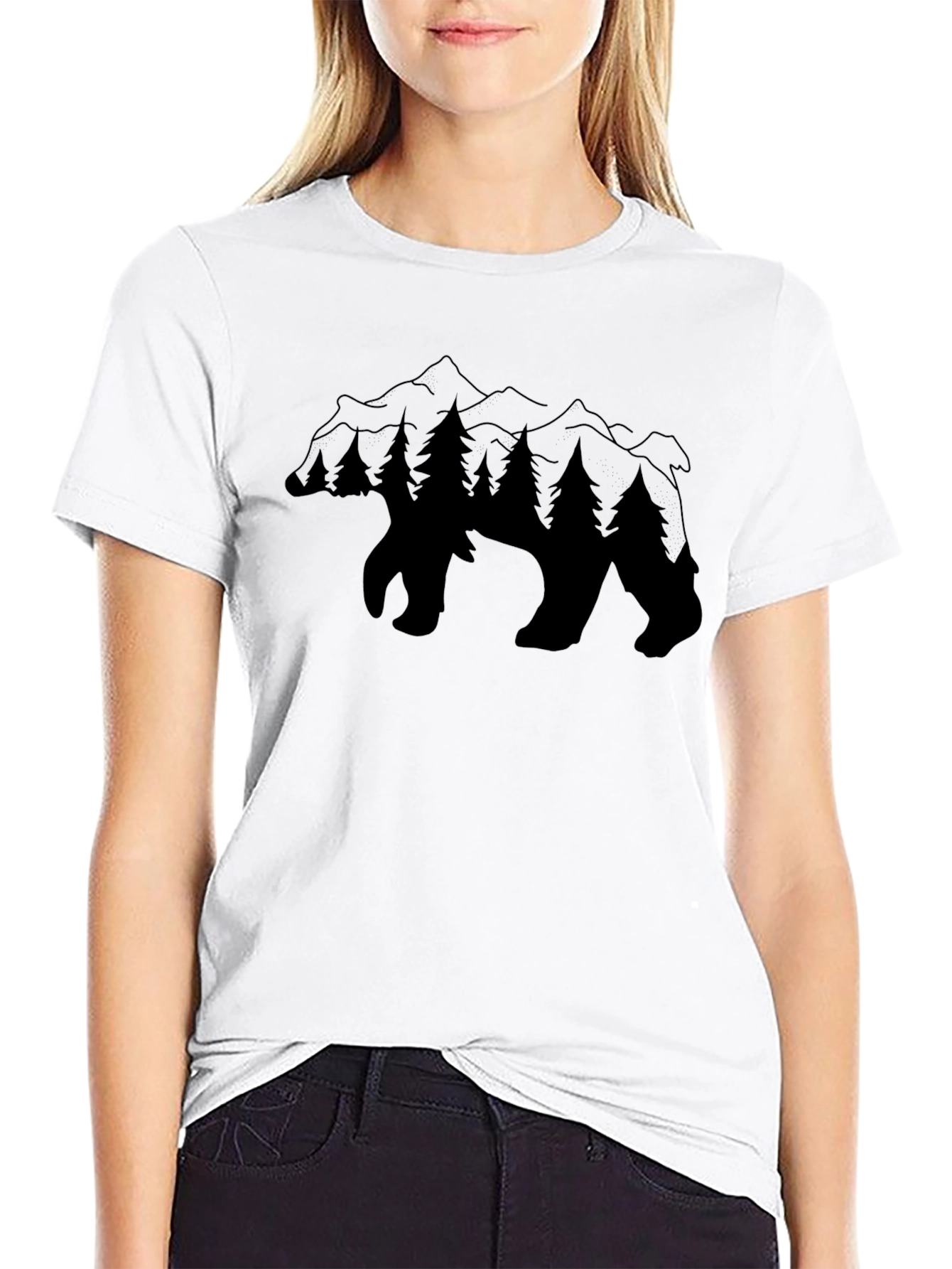 Black Nature Bear Graphic Tee - Black Unisex T-Shirt view 9