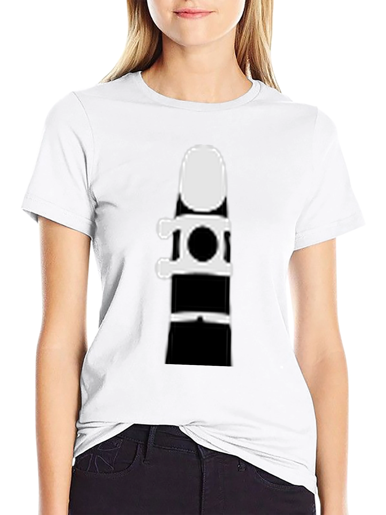 Black Clarinet Silhouette Graphic Tee - Black Cotton T-Shirt view 9