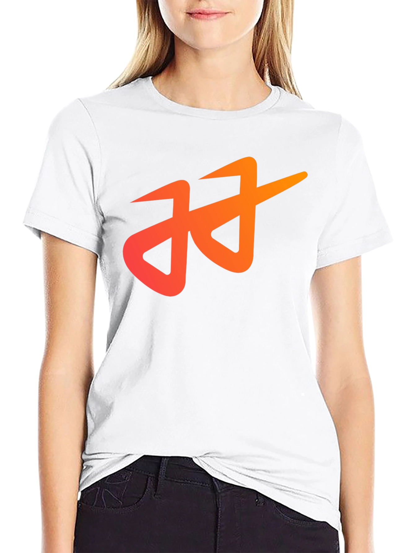 Black Modern Black T-Shirt with Abstract Orange Logo view 9