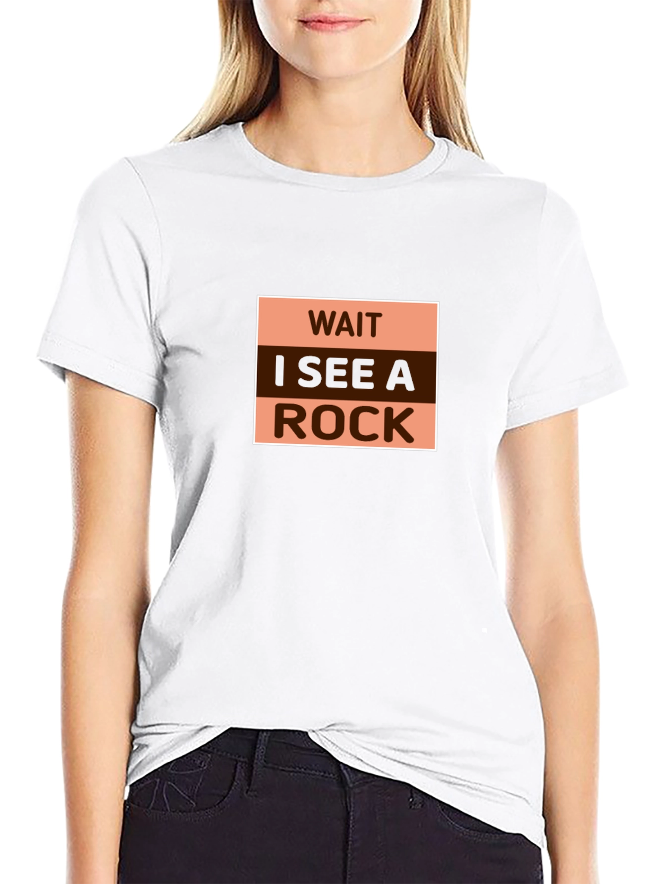 Black Wait I See A Rock - Funny Graphic Tee view 9