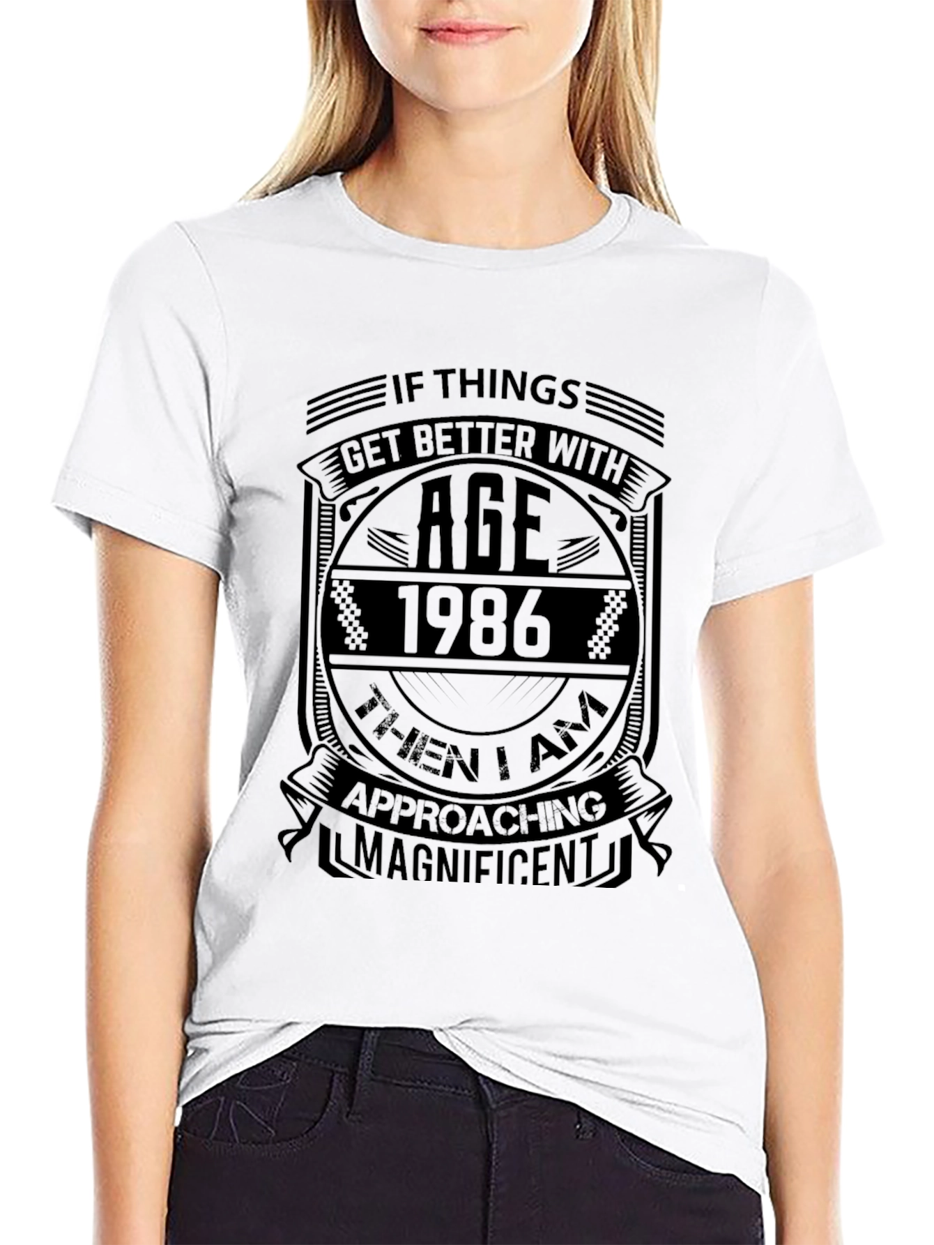 Black Age 1986 Birthday T-Shirt view 9