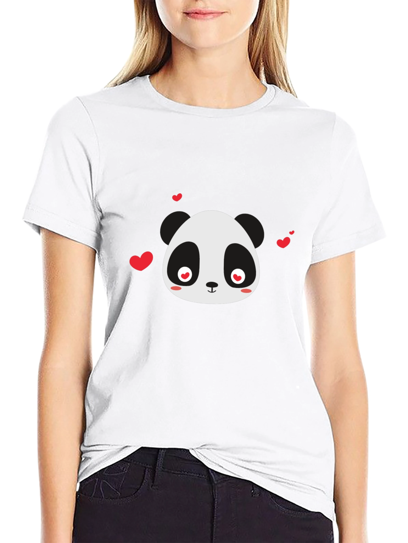Black Cute Panda Love T-Shirt - Black view 9