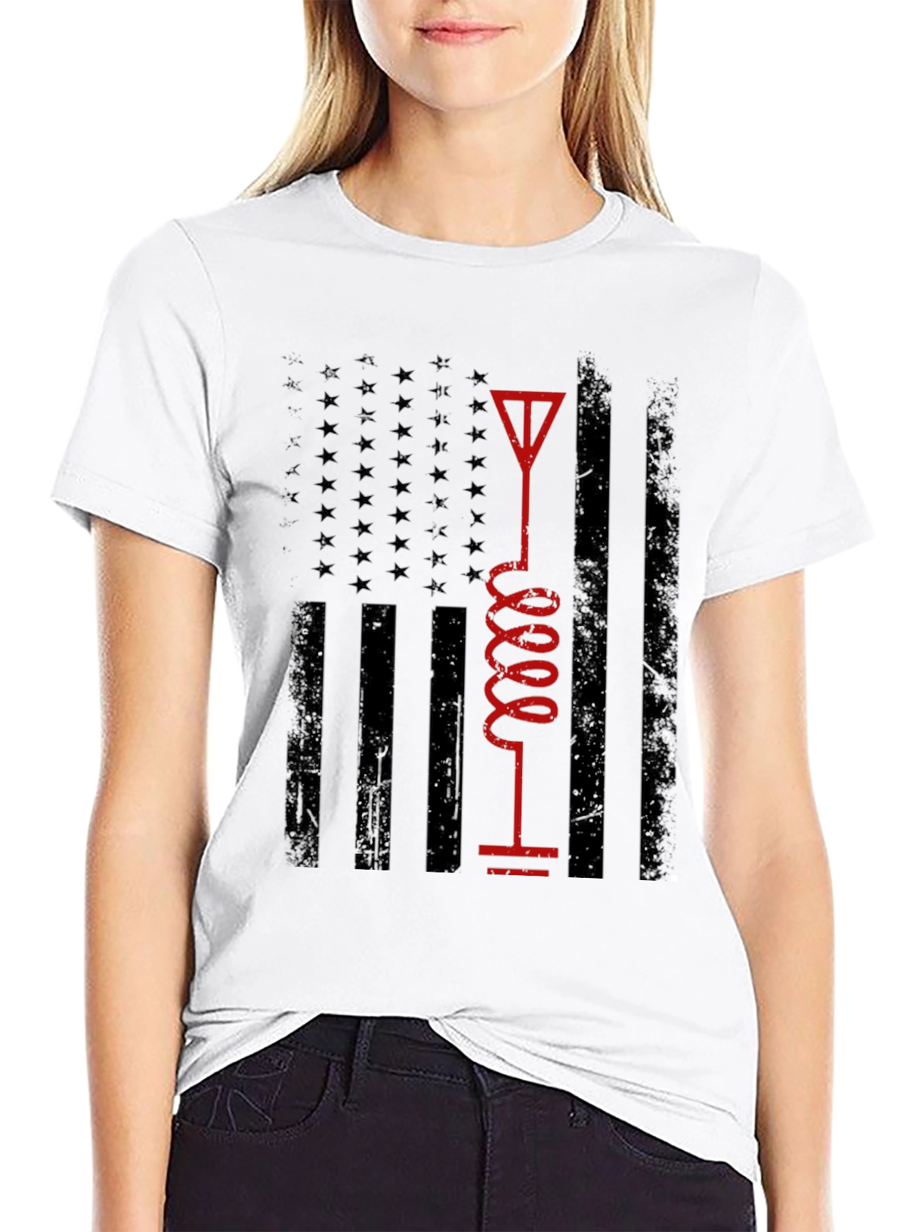 Black American Flag Ham Radio Operator T-Shirt view 9