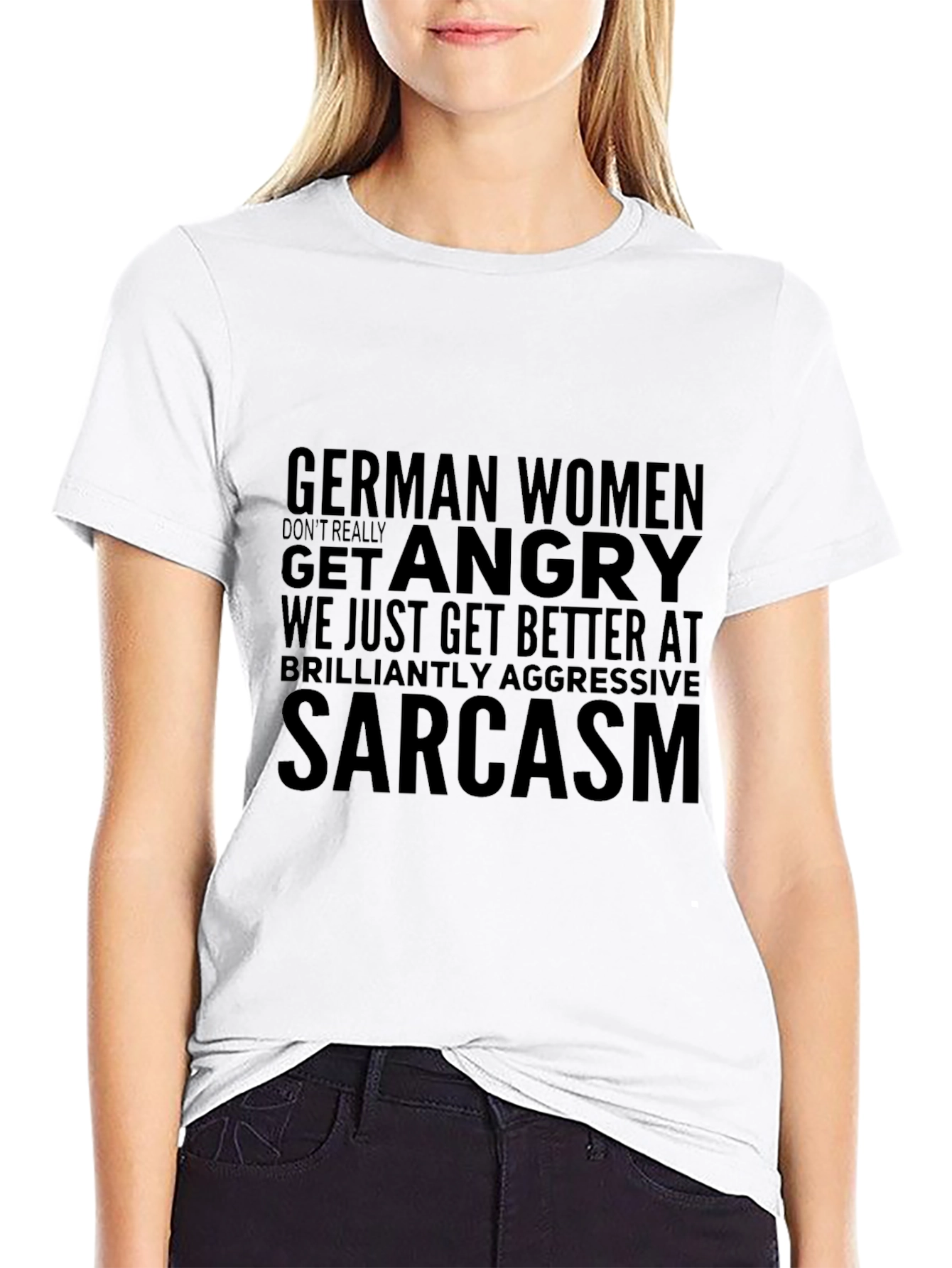 Black Sarcastic German Women Graphic Tee view 9