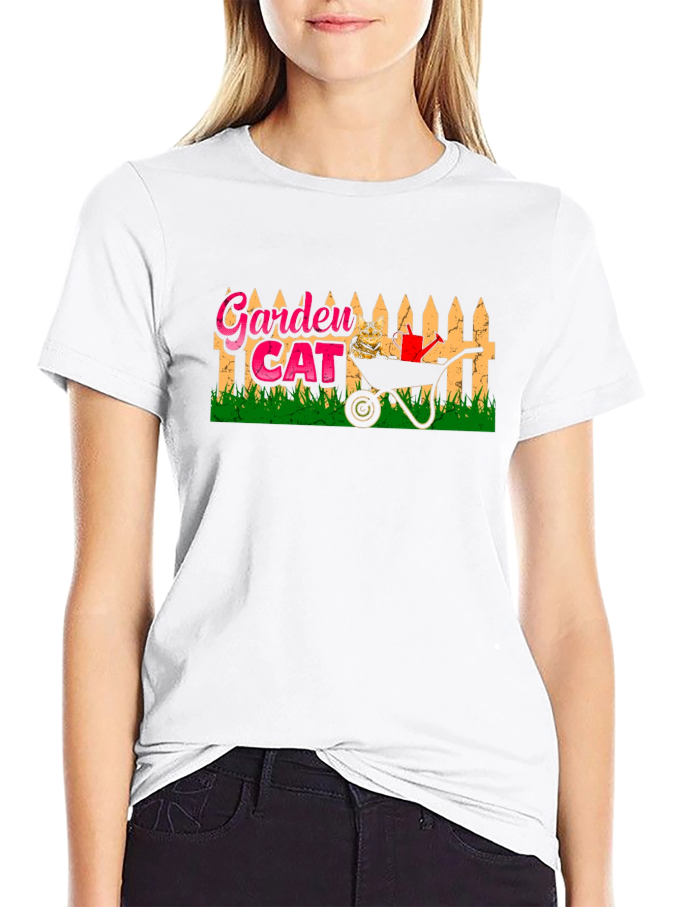 Garden Cat T-Shirt: Whimsical Wheelbarrow Design - 9