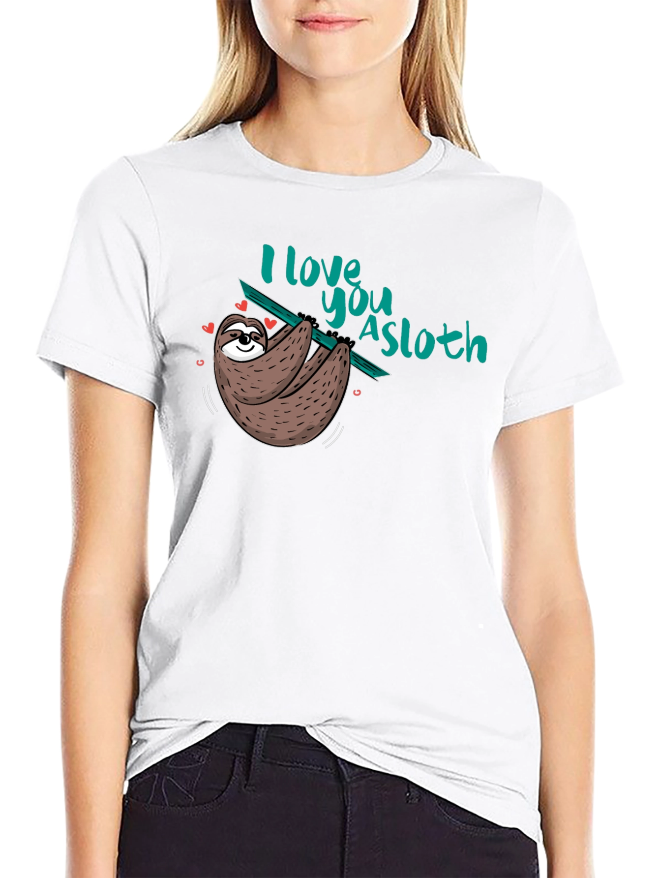 Black I love you a sloth Black T-Shirt view 9