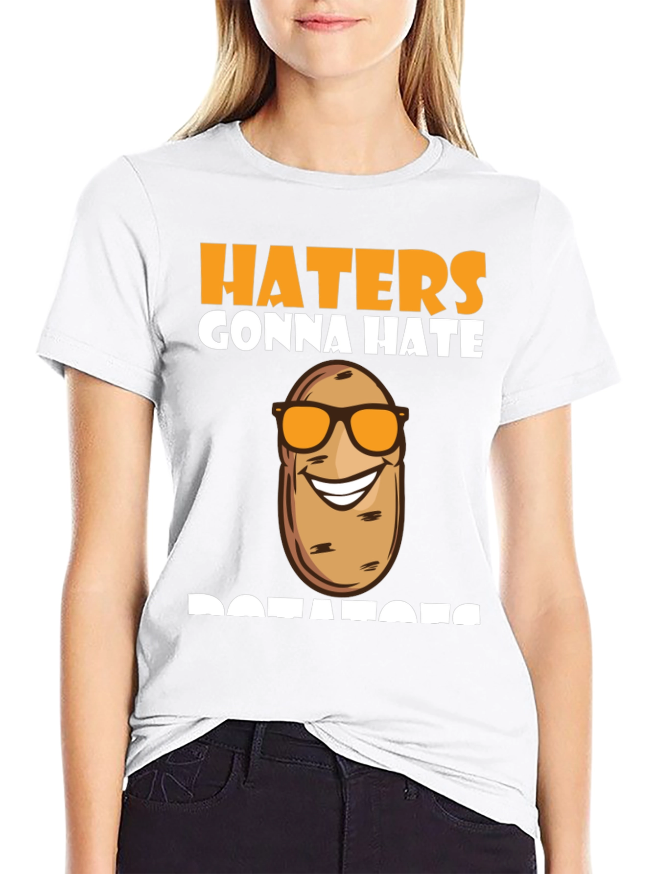 Haters Gonna Hate Cool Potato Sunglasses Black T-Shirt - 9