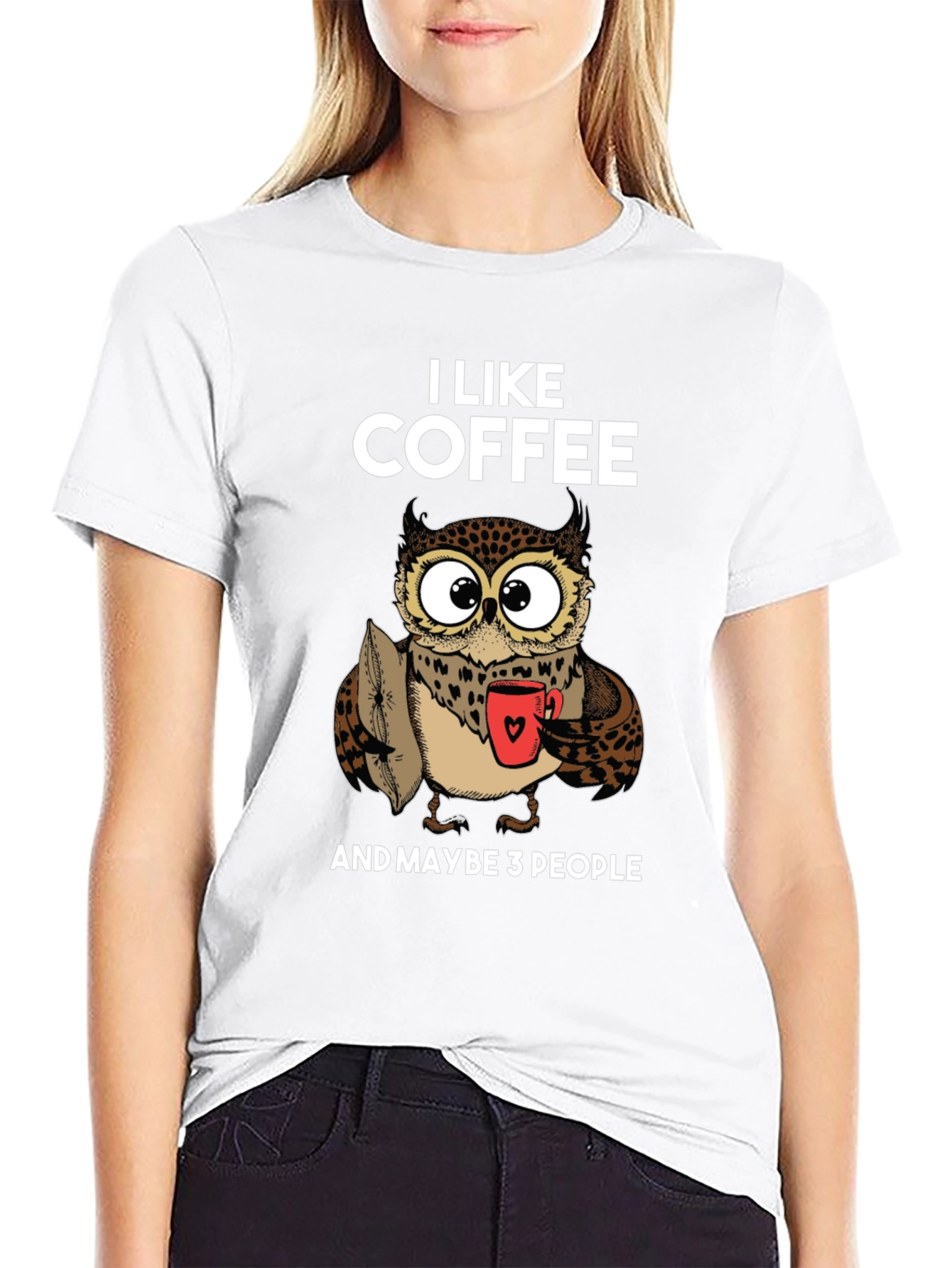 Black Funny Owl Coffee Lover T-Shirt - I Like Coffee view 9