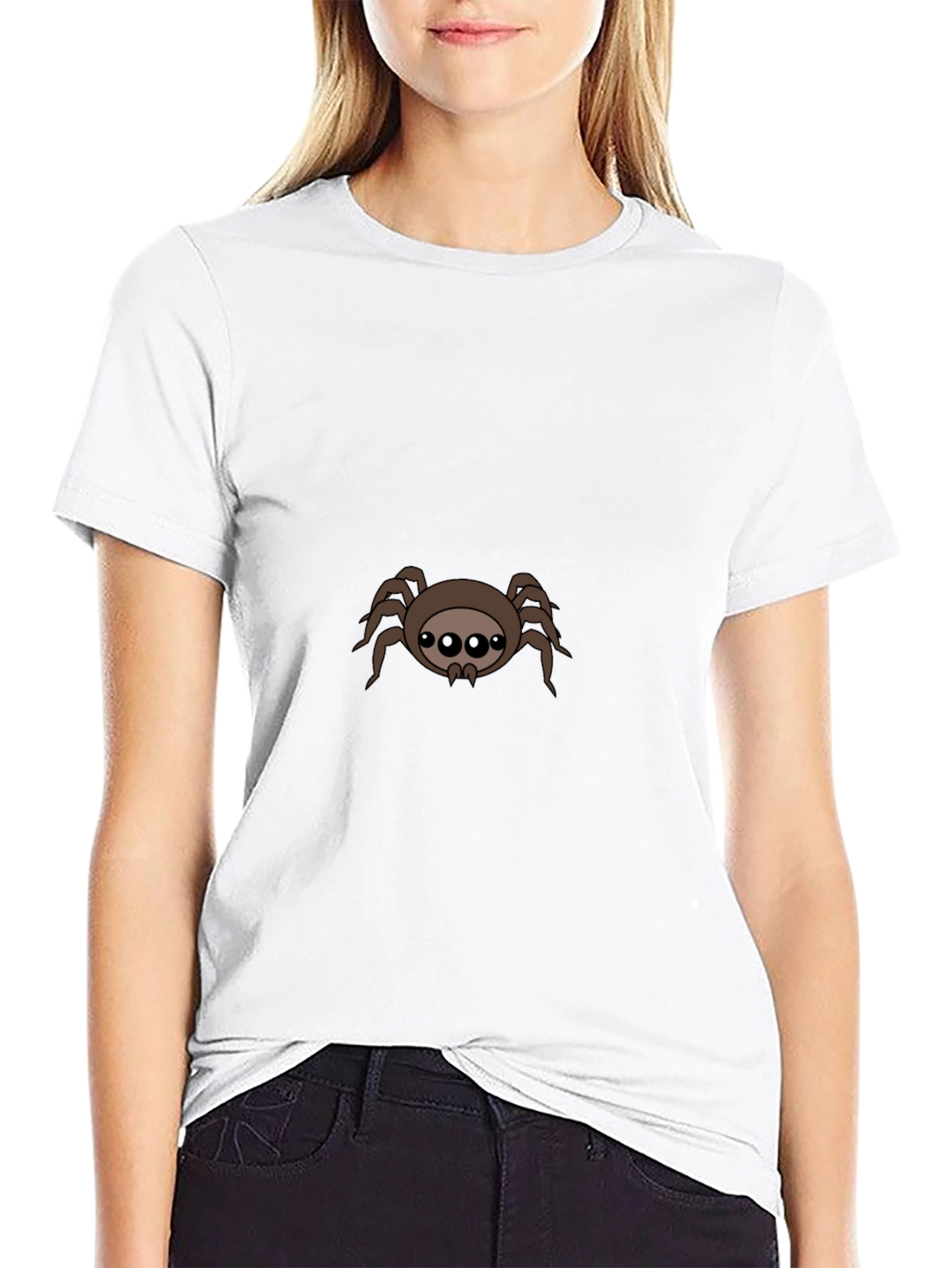 Black Cute Spider Graphic Tee - Black Cotton Blend view 9