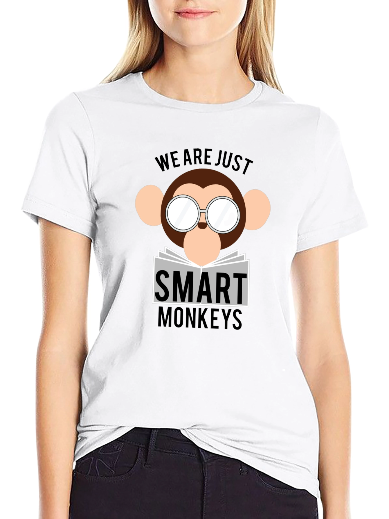 Black Smart Monkeys Graphic T-Shirt - Funny Animal Tee view 9