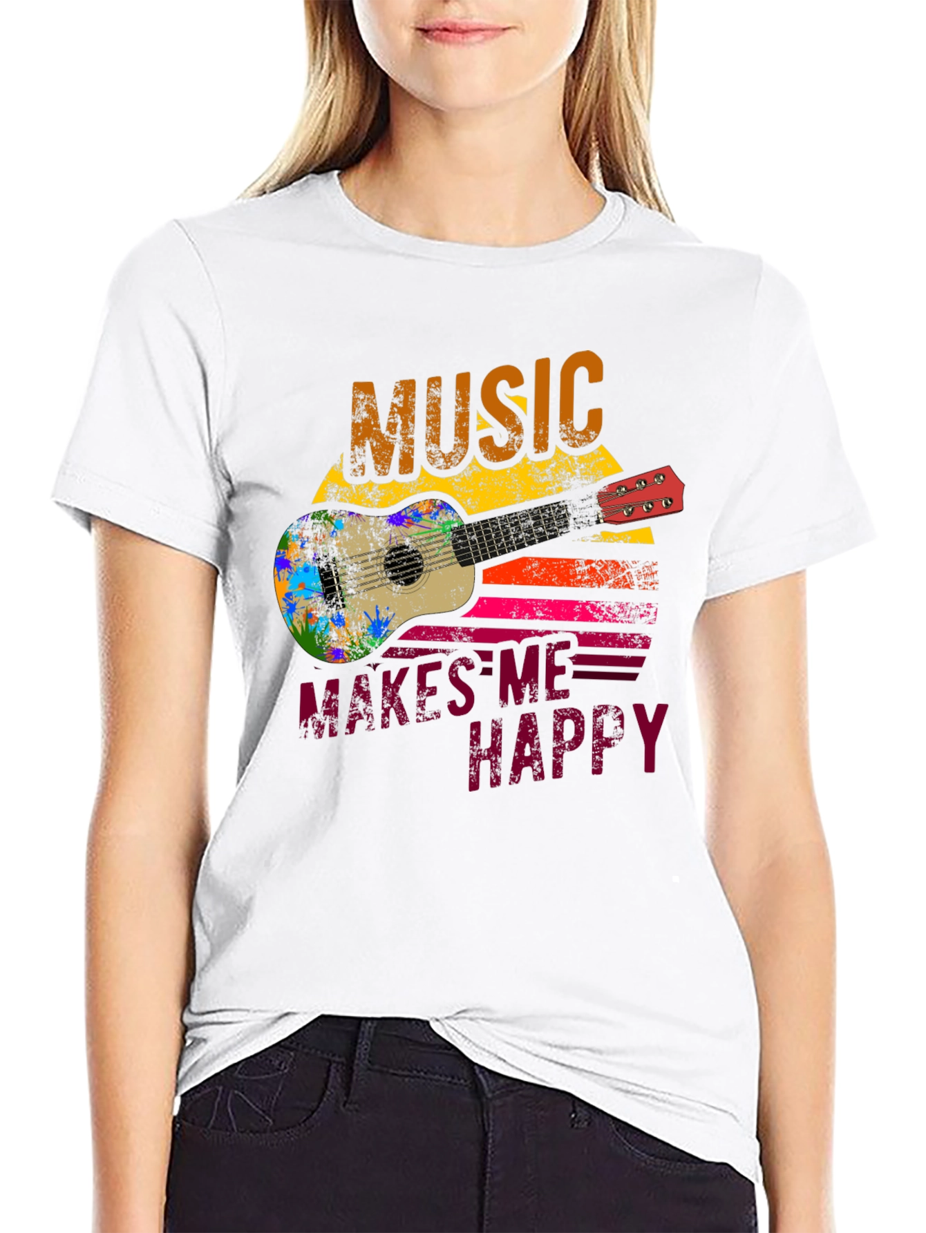 Black Music Makes Me Happy Graphic Tee view 9