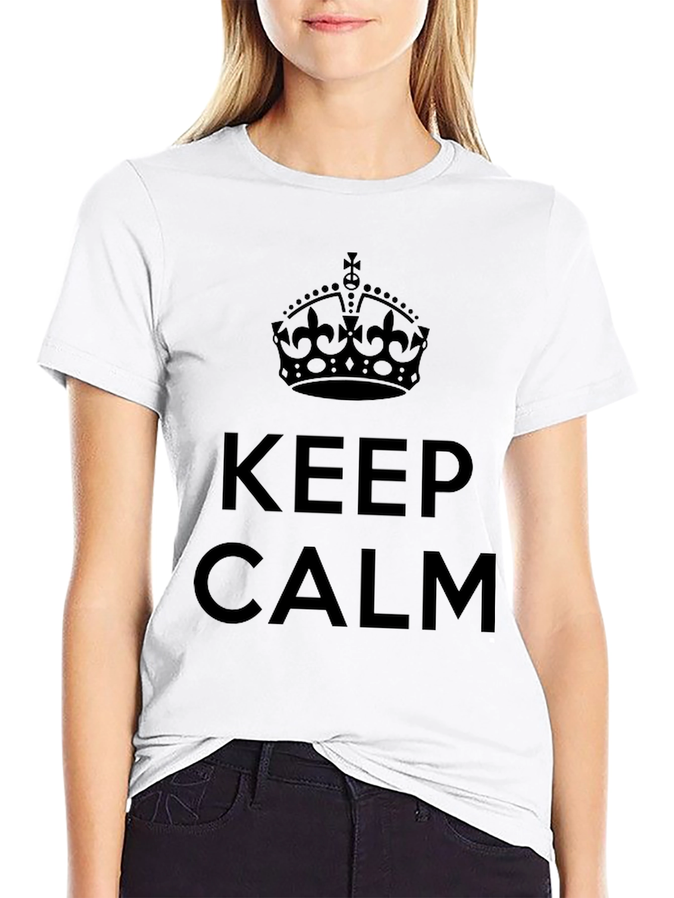 Black Keep Calm Black Graphic T-Shirt view 9