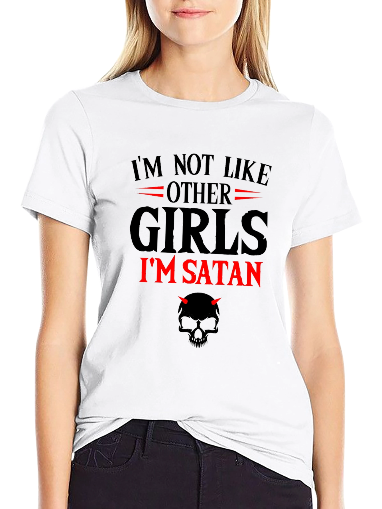 Black I'm Not Like Other Girls I'm Satan Graphic T-Shirt view 9