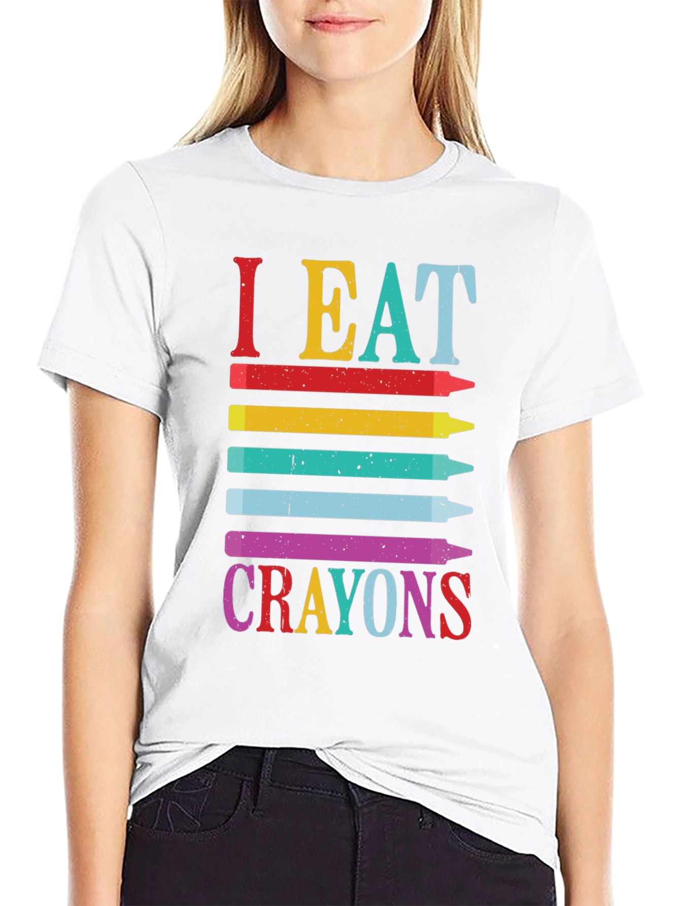 Black I Eat Crayons Graphic Tee - Funny Adult Humor Shirt view 9
