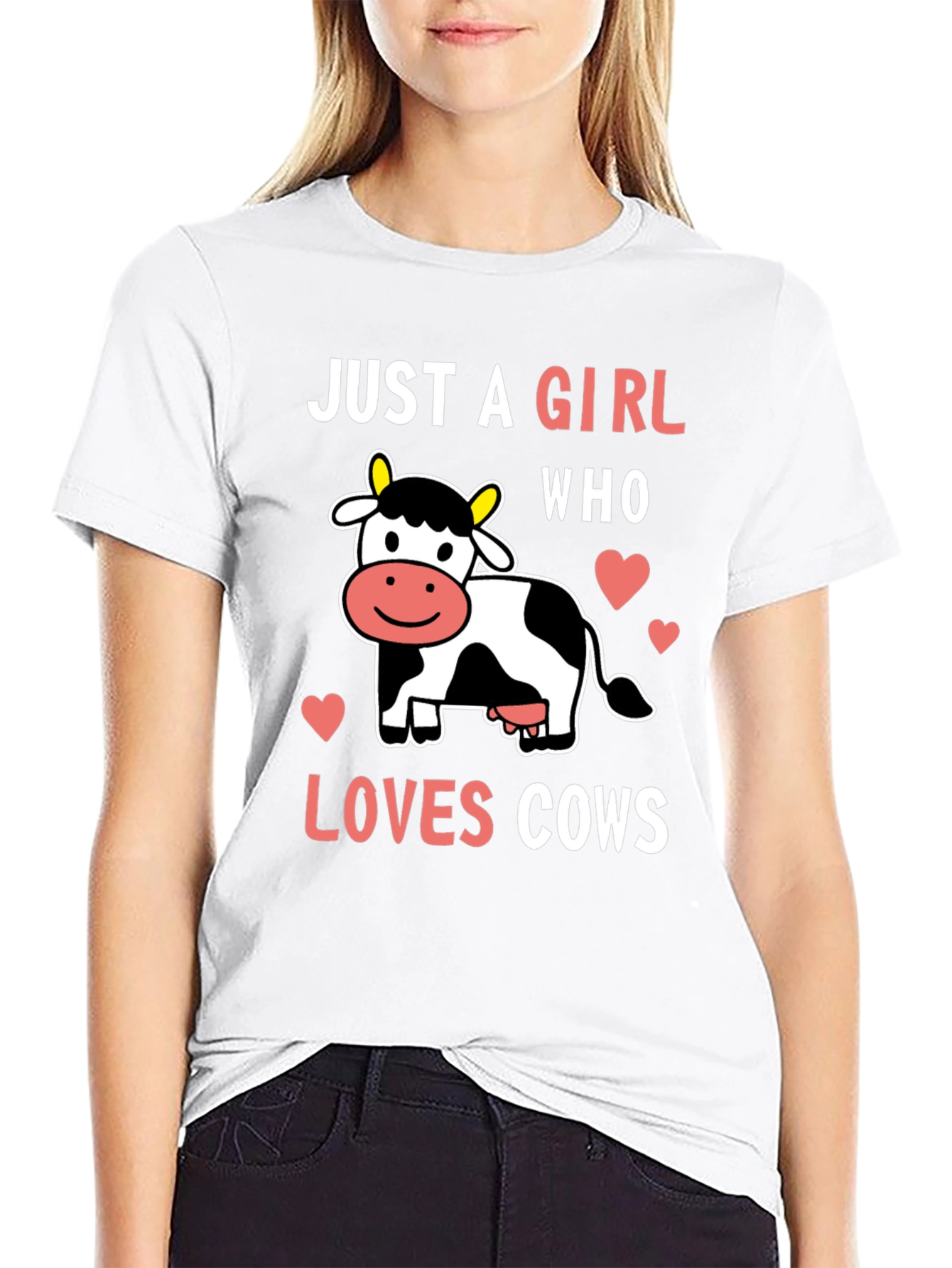 Black Just a Girl Who Loves Cows T-Shirt view 9