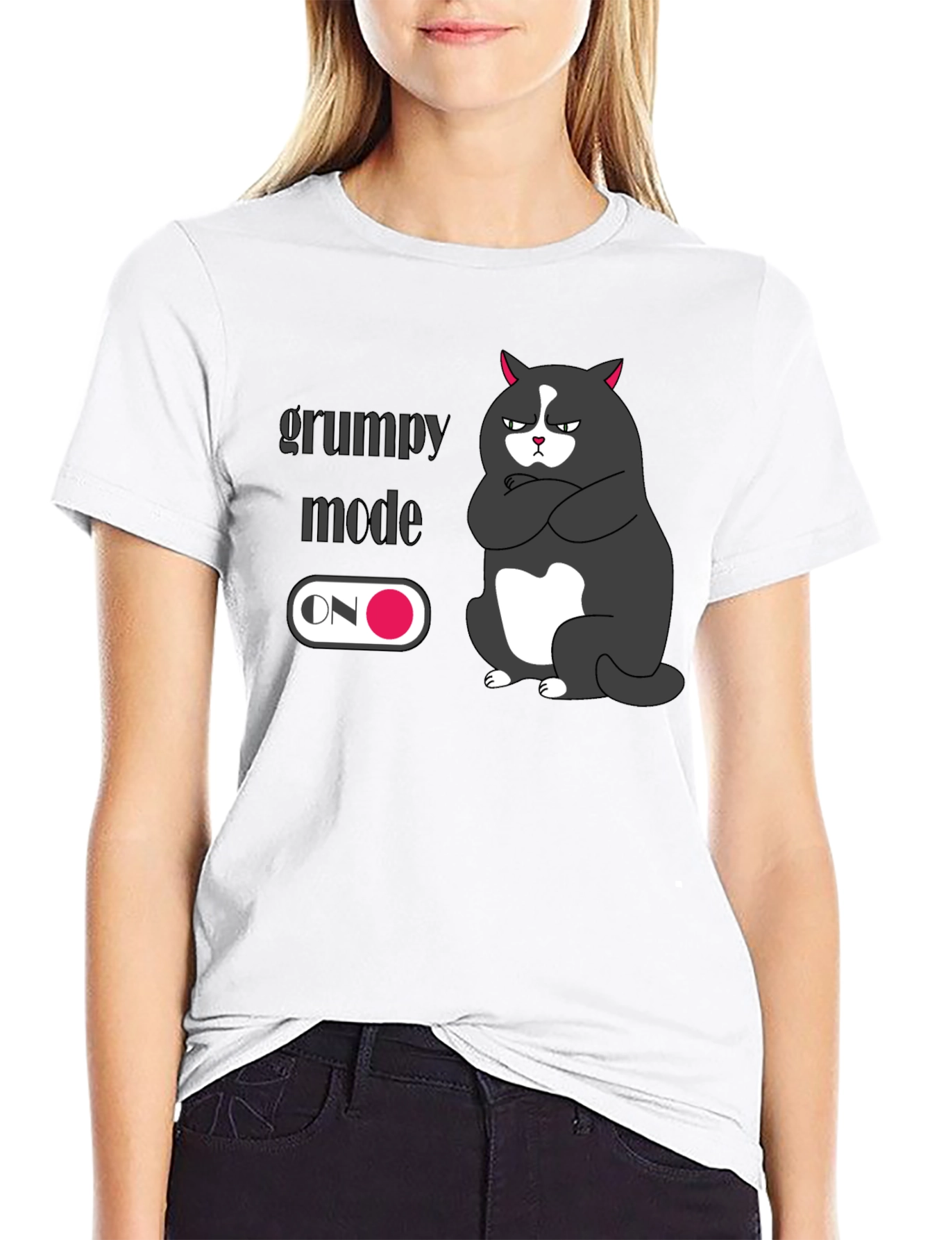 Black Grumpy Mode On Black T-Shirt - Express Your Mood! view 9