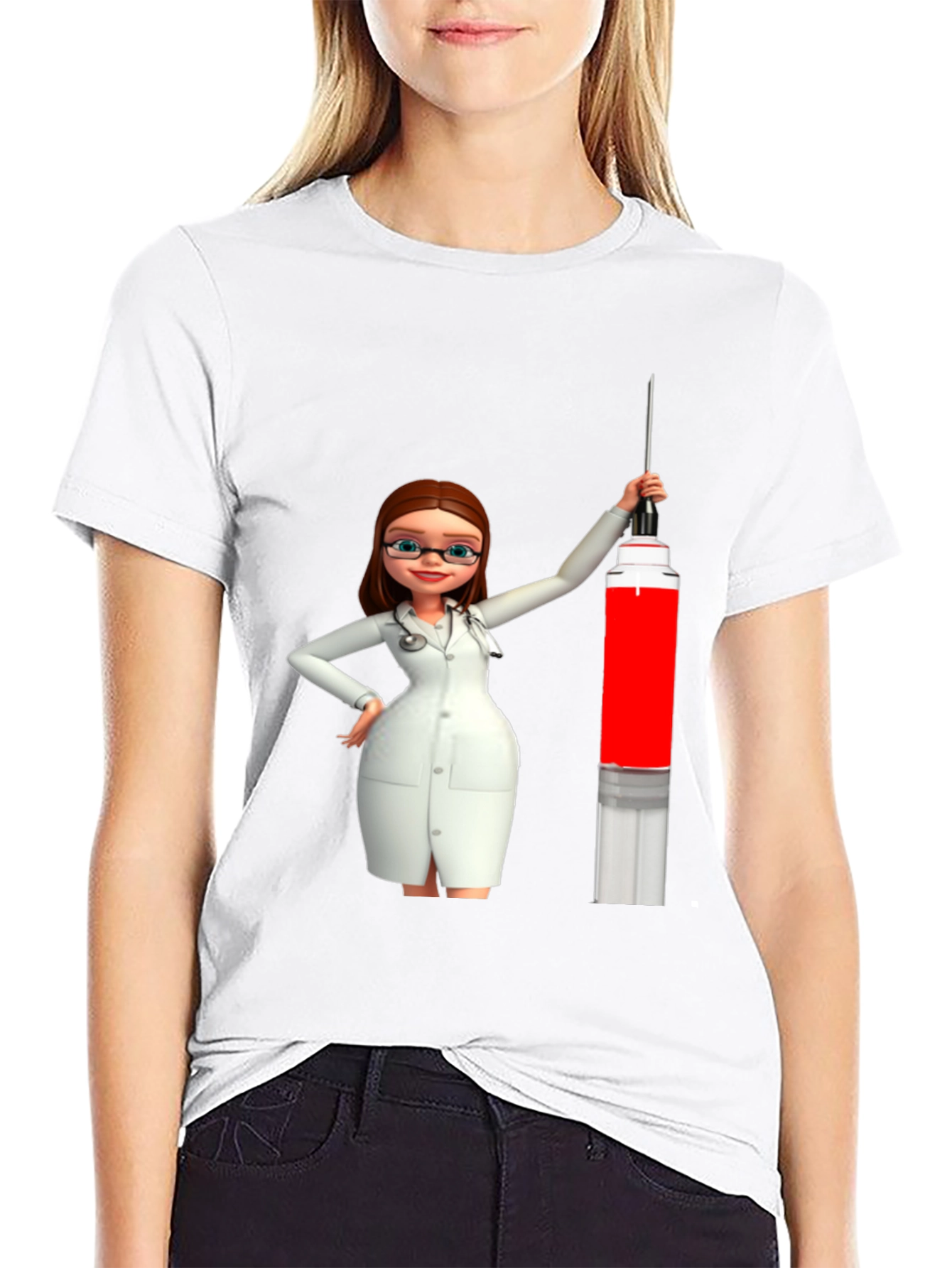 Black Novelty Cartoon Doctor T-Shirt view 9