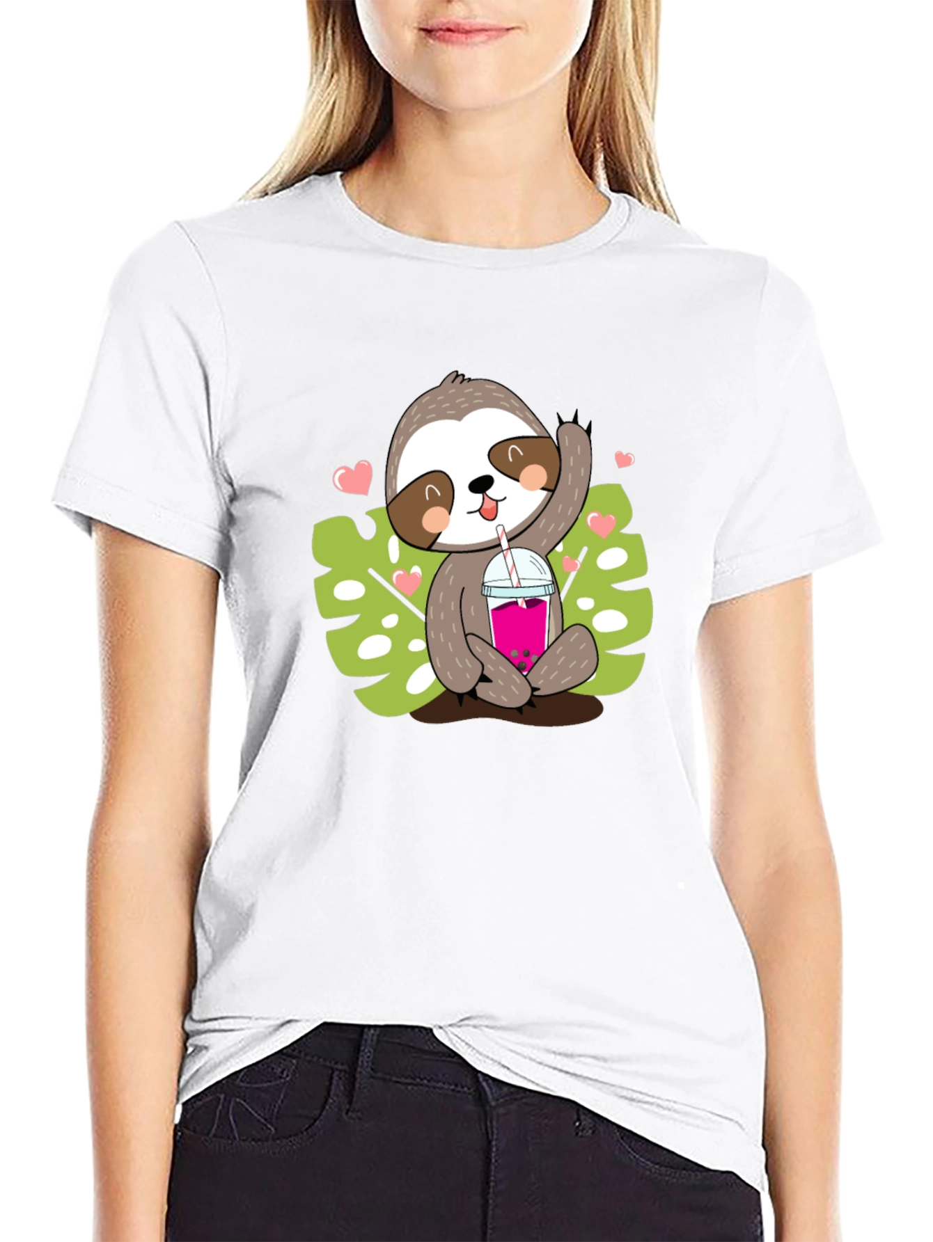Black Sloth Boba Tea Graphic Tee - Cute Cartoon Animal Shirt view 9